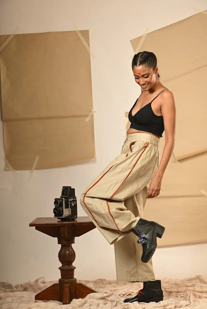 Beige Flared Pants - CiceroniPantsPrathaa