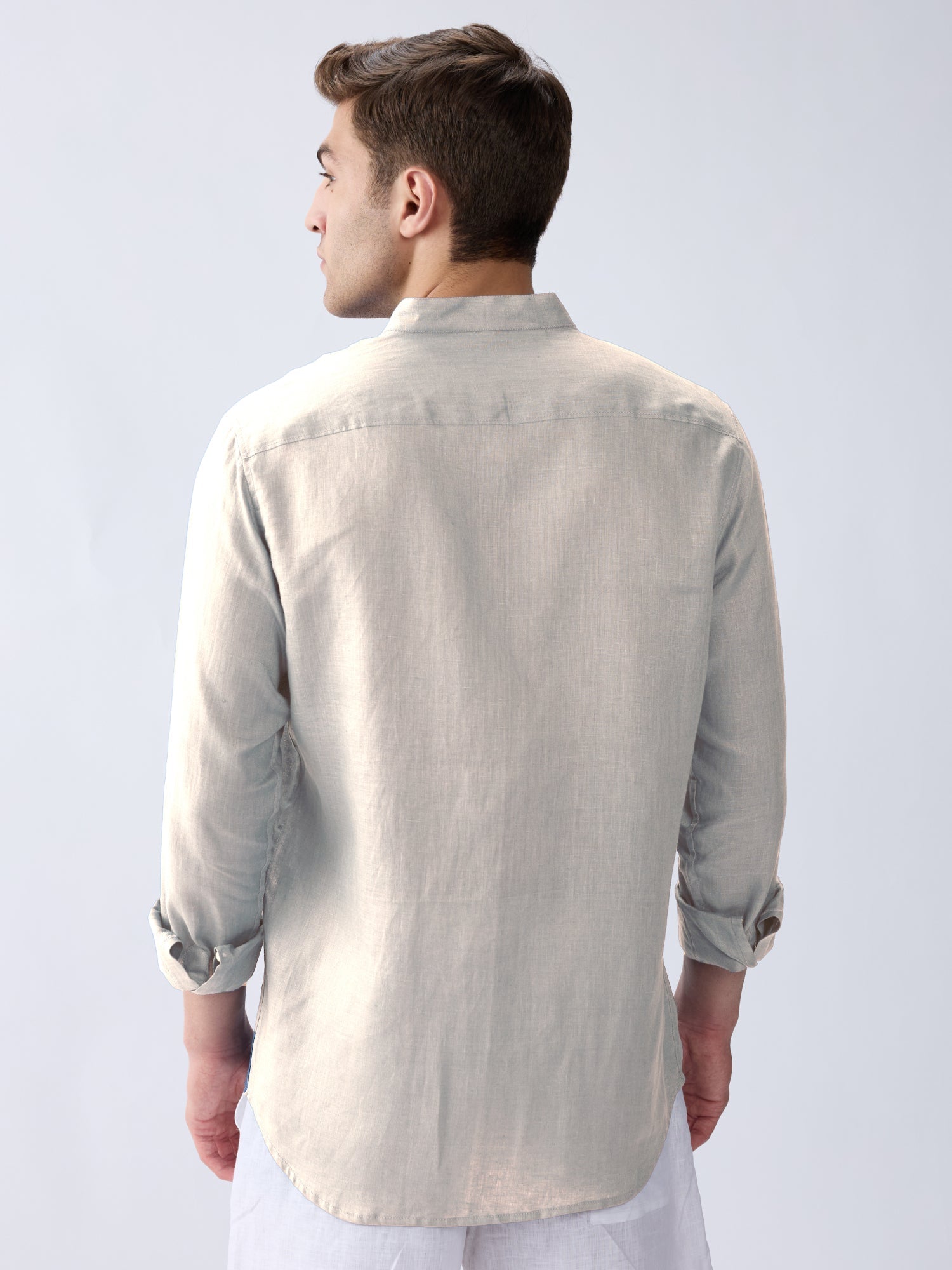 Beige Mandarin 100% Pure Linen Shirt - CiceroniMen Shirtsbhrāta