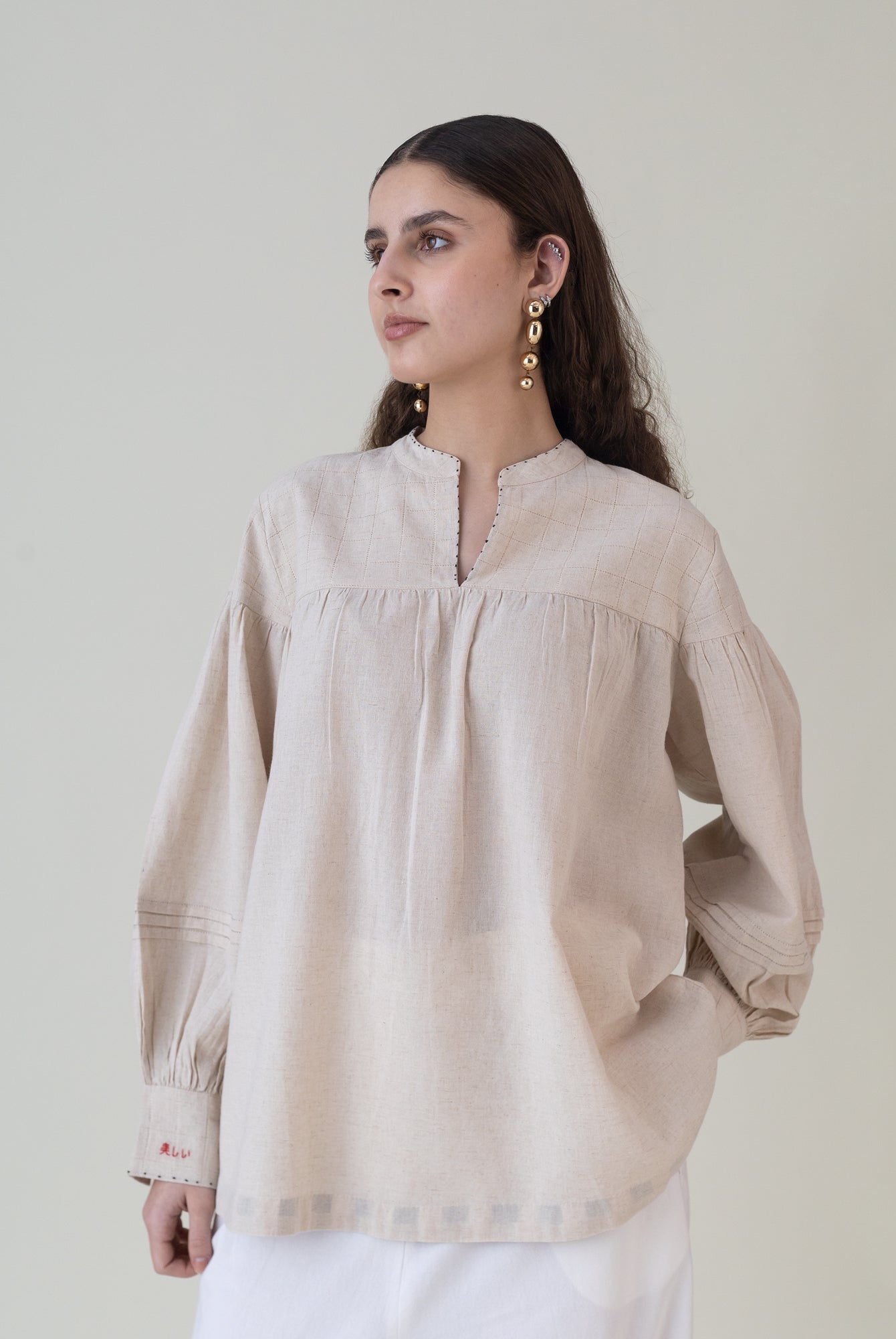 Beju Beige Top - CiceroniWomen ShirtsShades of India