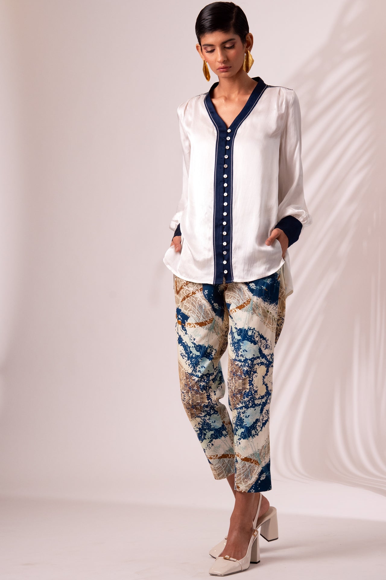 Benita - Back Cut-out Top + Printed Trousers - CiceroniCo-ord SetMadder Much