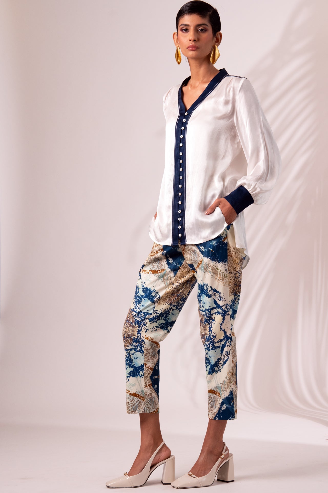 Benita - Back Cut-out Top + Printed Trousers - CiceroniCo-ord SetMadder Much
