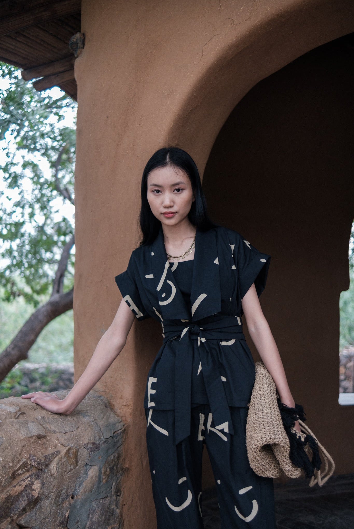 Berlin Shawl Collar Top - Printed - CiceroniTopsThe Terra Tribe