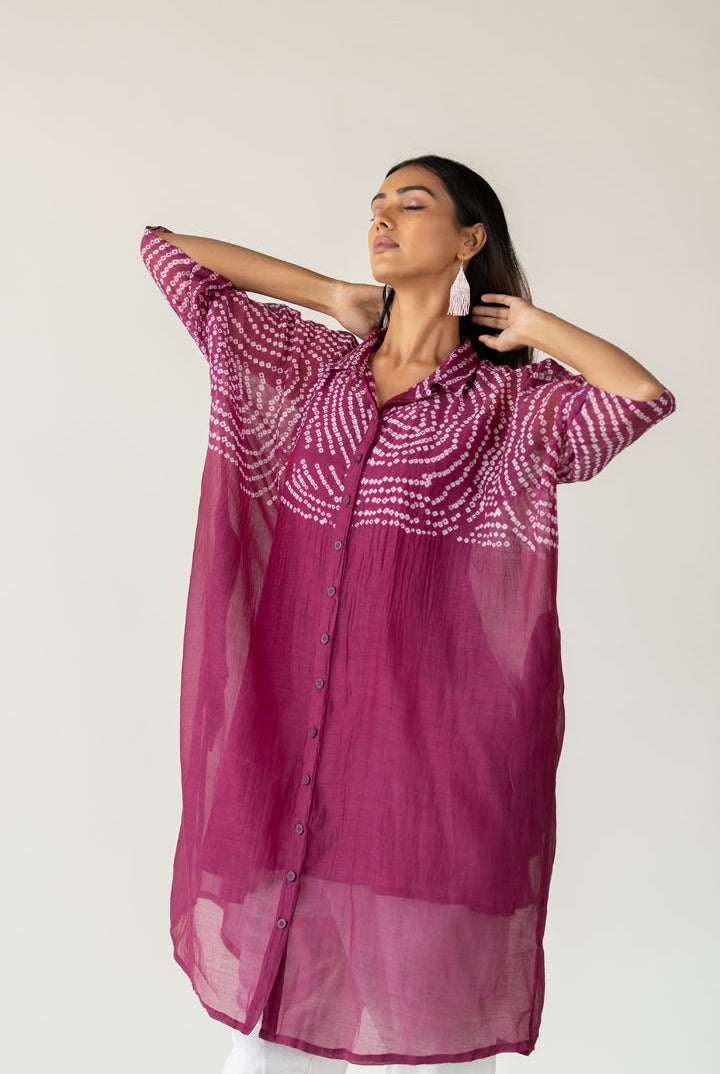 Berry Swirl Bandhani Tunic and Pants Set - CiceroniKurta Set, Everyday WearSilai Studio
