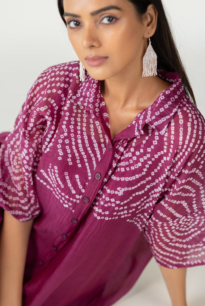 Berry Swirl Bandhani Tunic and Pants Set - CiceroniKurta Set, Everyday WearSilai Studio