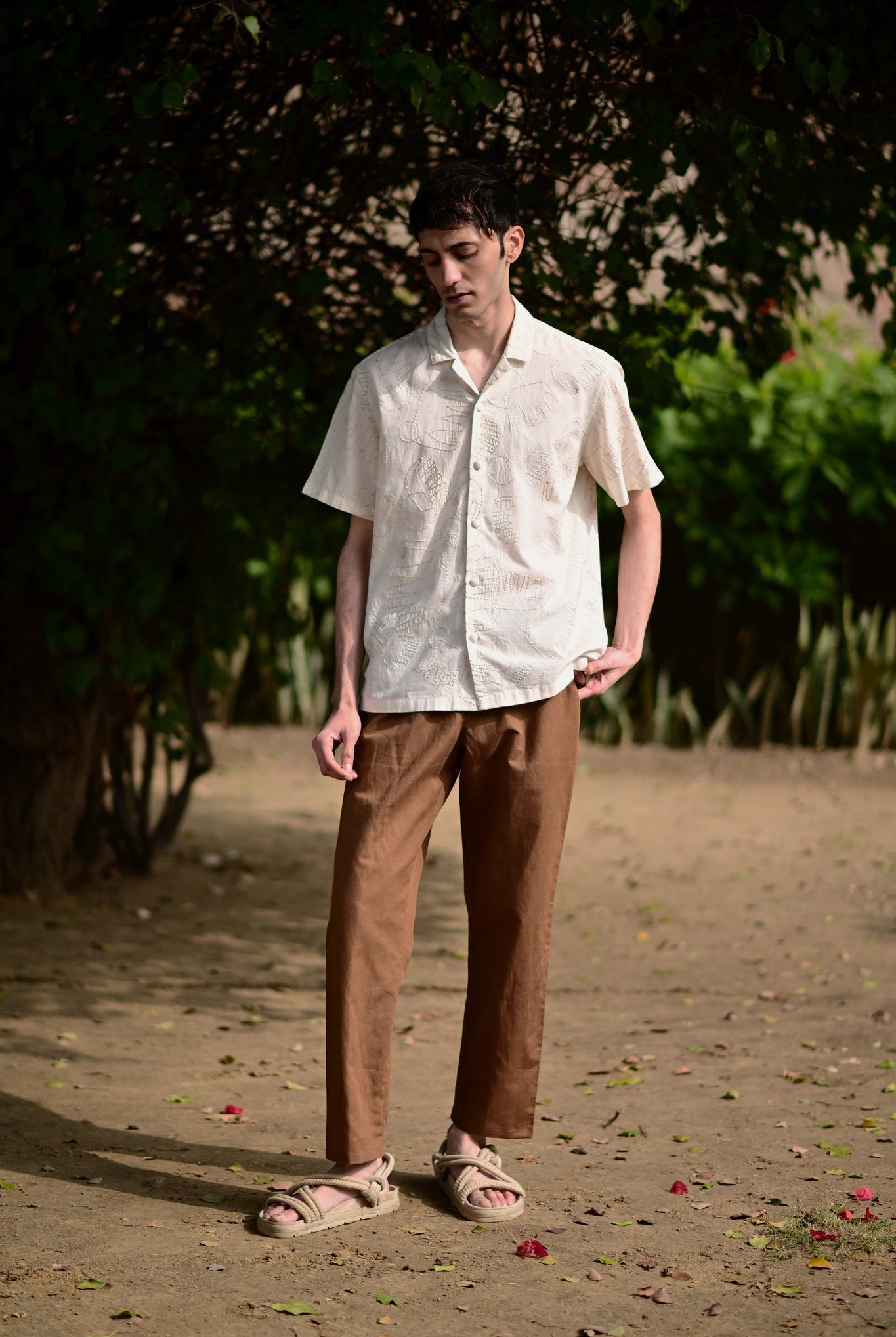 Biege Embroidered Shirt - CiceroniMen ShirtsRAAS Life