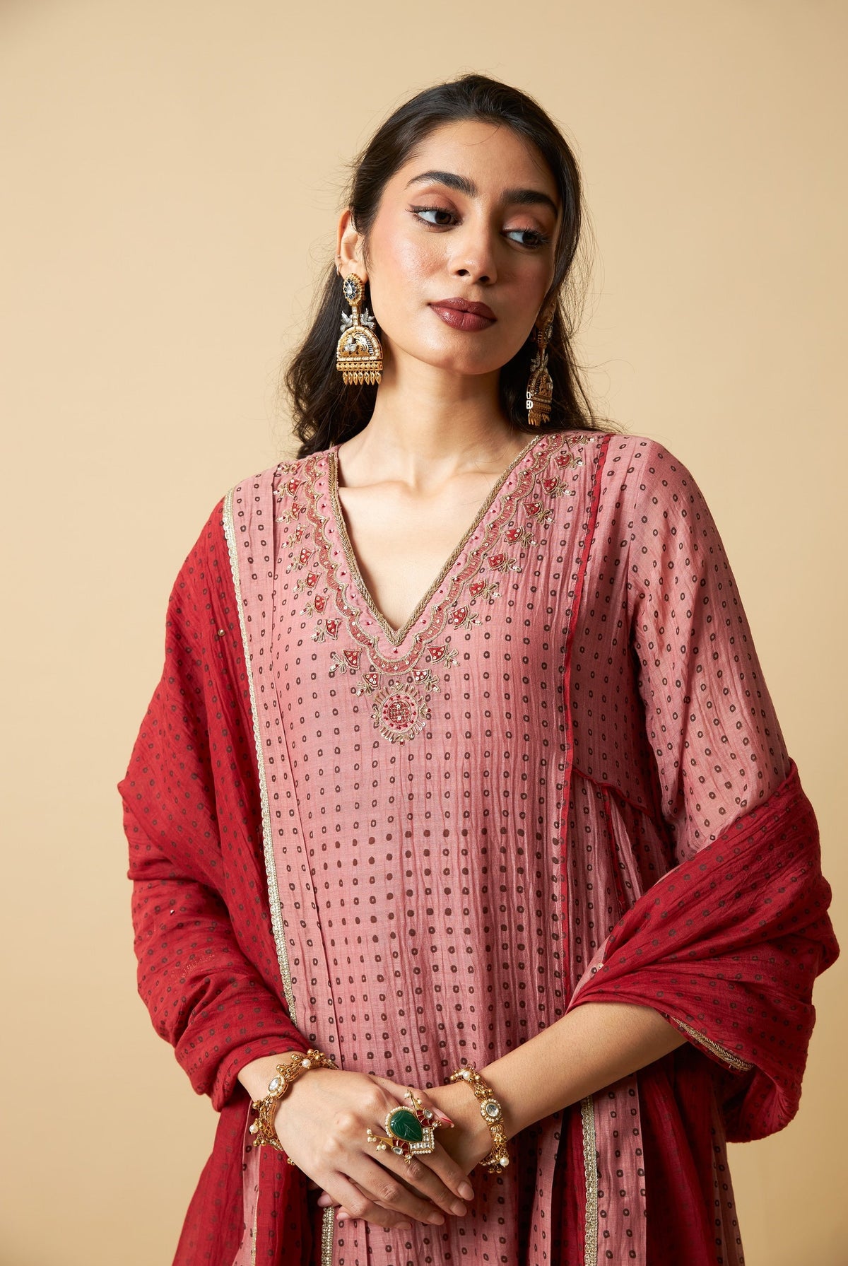 Bijli Begum Embroidered Kurta Set- Set of 3 - CiceroniKurta Set, Festive WearPants and Pajamas