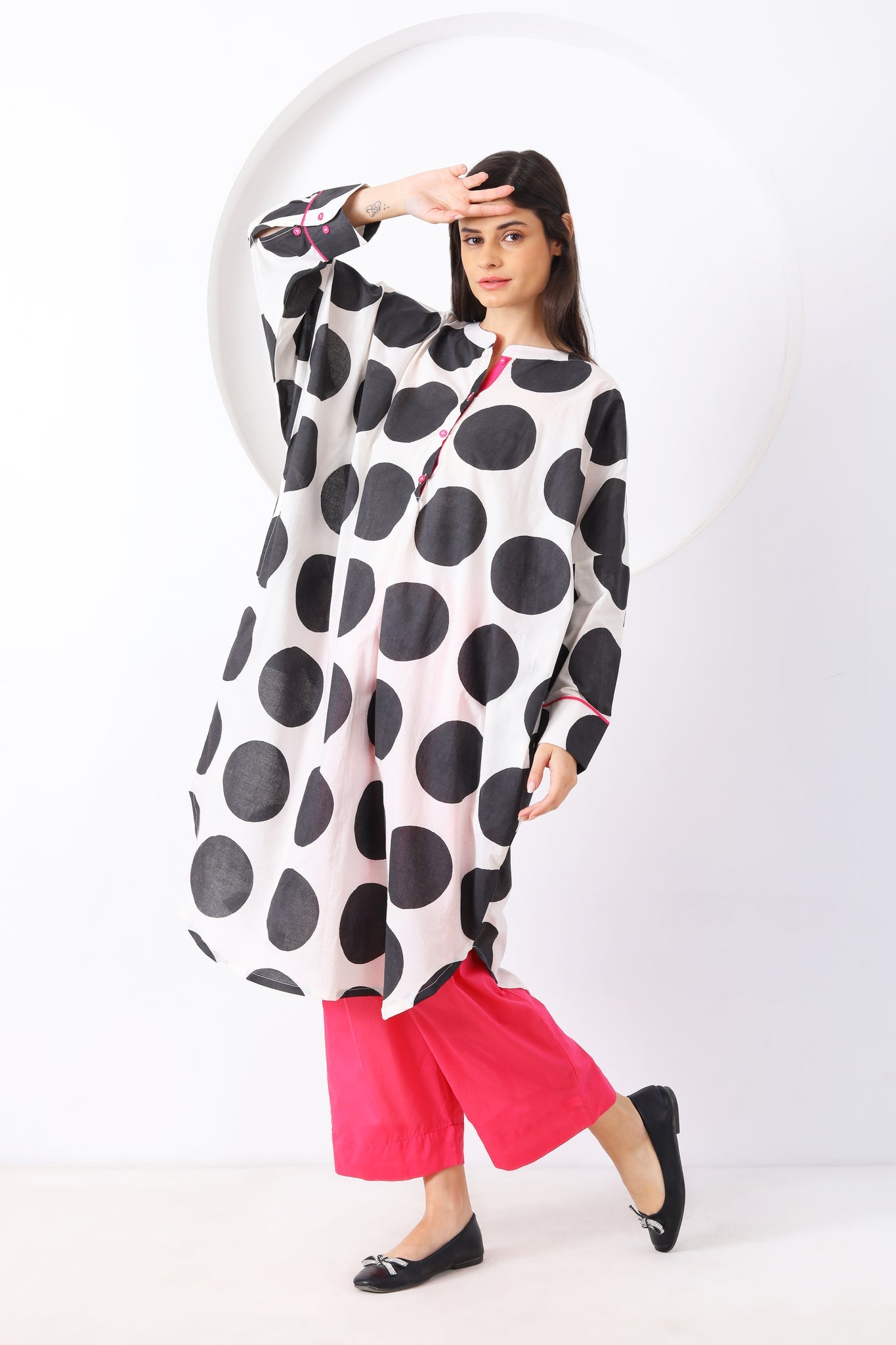 Bindi Co - ord Set - Black & Pink - CiceroniKurta Set, Everyday WearSheetal Joshi Verma