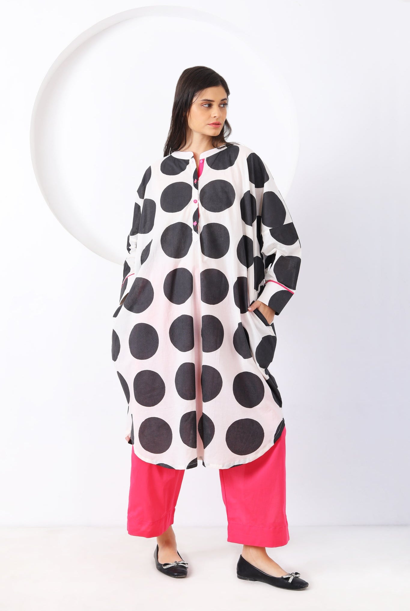 Bindi Co - ord Set - Black & Pink - CiceroniKurta Set, Everyday WearSheetal Joshi Verma