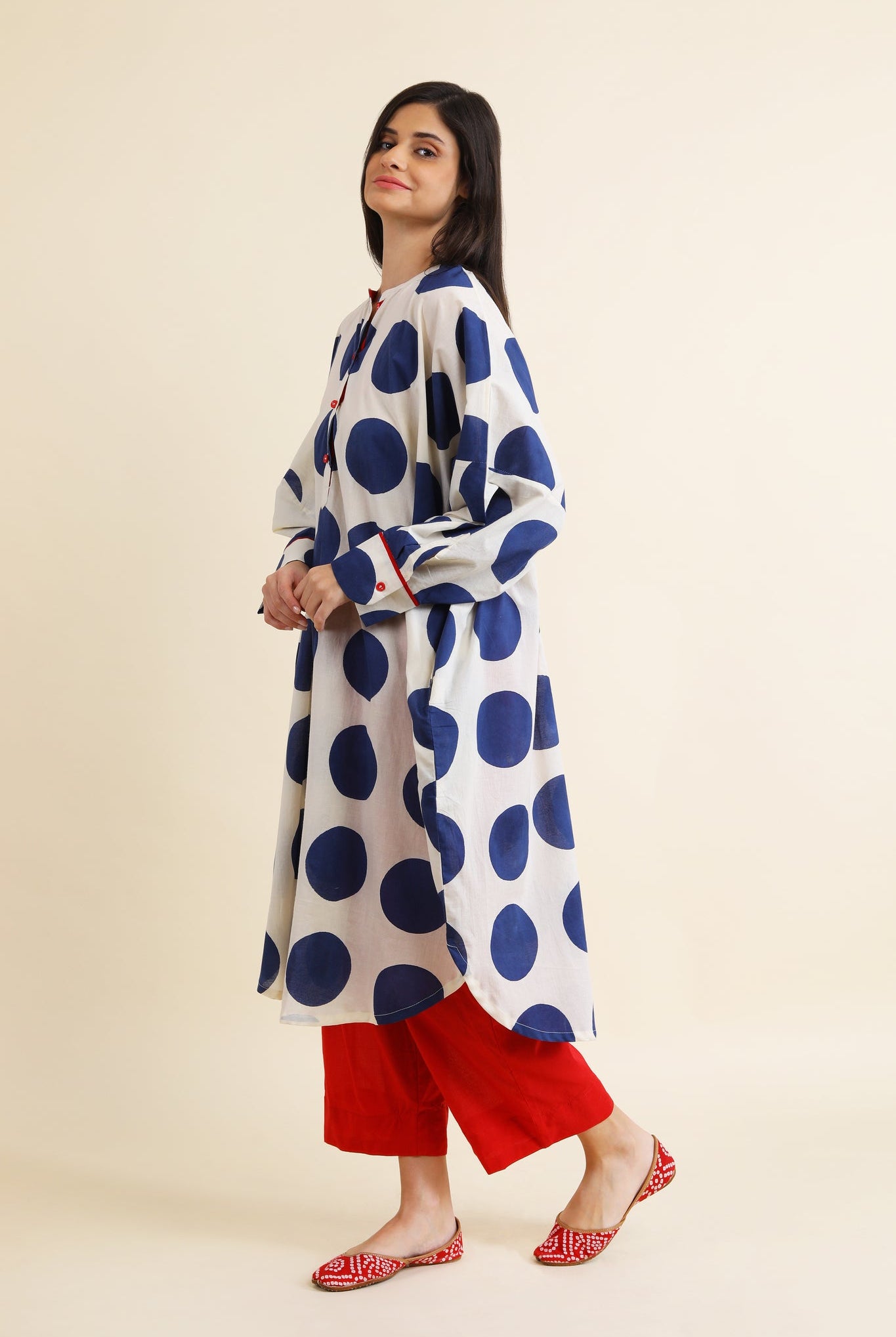 Bindi Co - ord Set - Indigo Blue & Red - CiceroniKurta Set, Everyday WearSheetal Joshi Verma