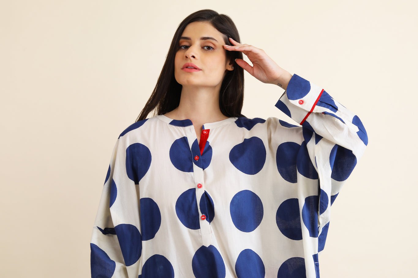 Bindi Co - ord Set - Indigo Blue & Red - CiceroniKurta Set, Everyday WearSheetal Joshi Verma