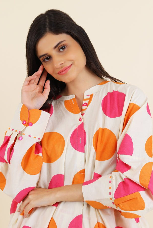 Bindi Co - ord Set - Orange & Pink - CiceroniKurta Set, Everyday WearSheetal Joshi Verma