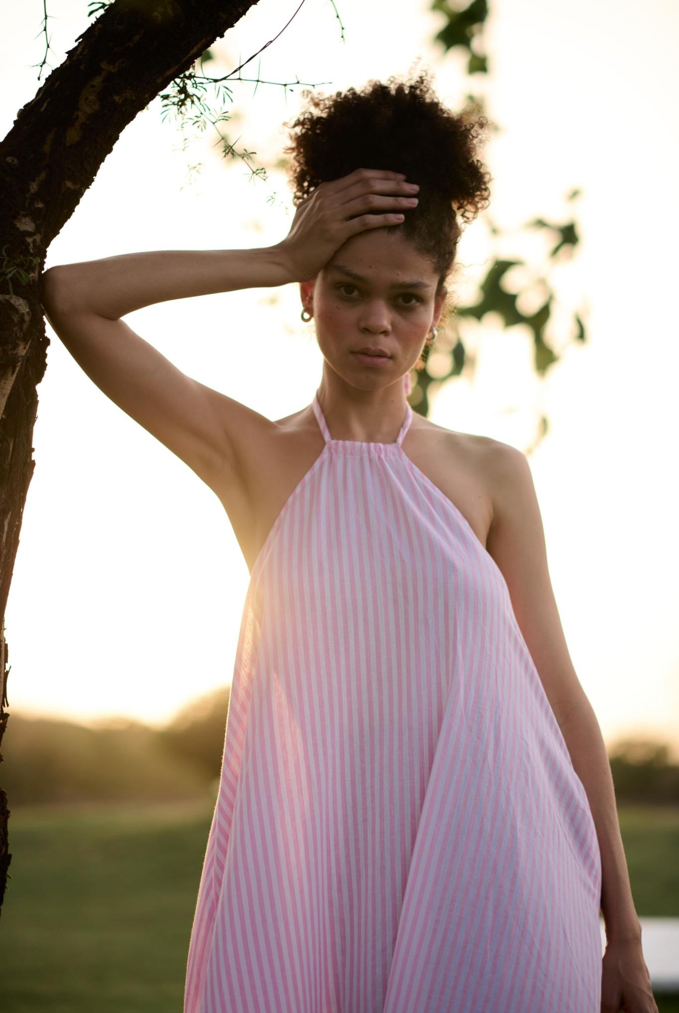 Birds of Paradise Dress - Pink Madras Stripes - CiceroniDressesRAAS Life