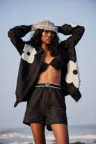 Black Linen Shorts - CiceroniShortsPriyanca Khanna