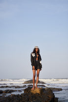 Black Linen Shorts - CiceroniShortsPriyanca Khanna