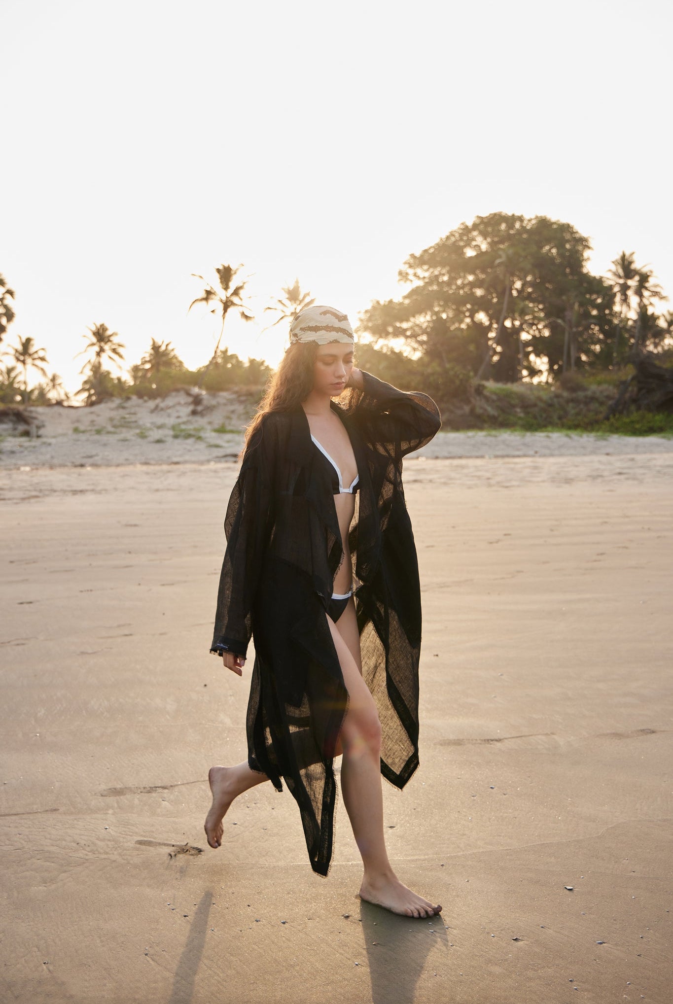 Black Linen Trench - CiceroniCapePriyanca Khanna