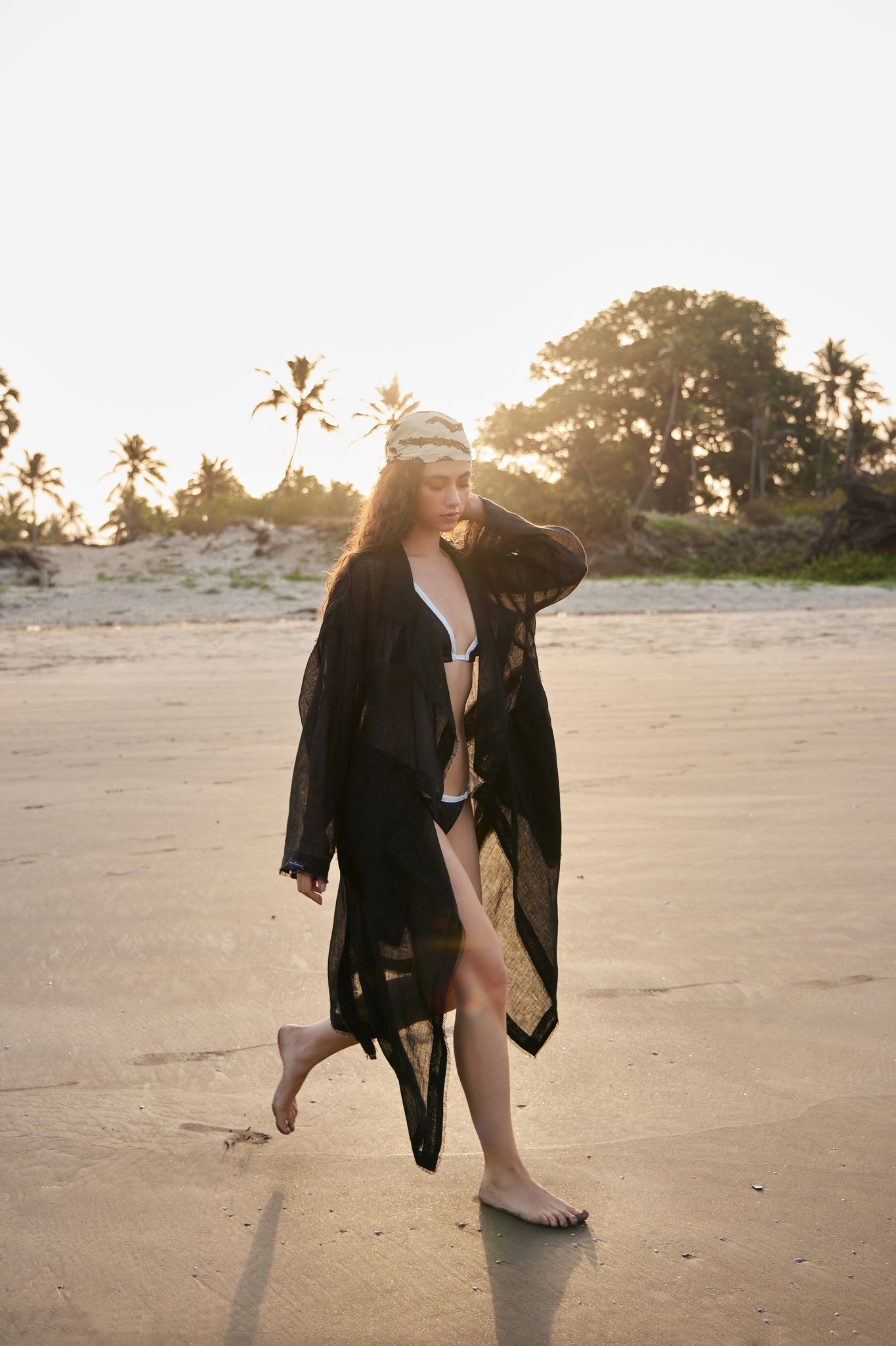 Black Linen Trench - CiceroniCapePriyanca Khanna