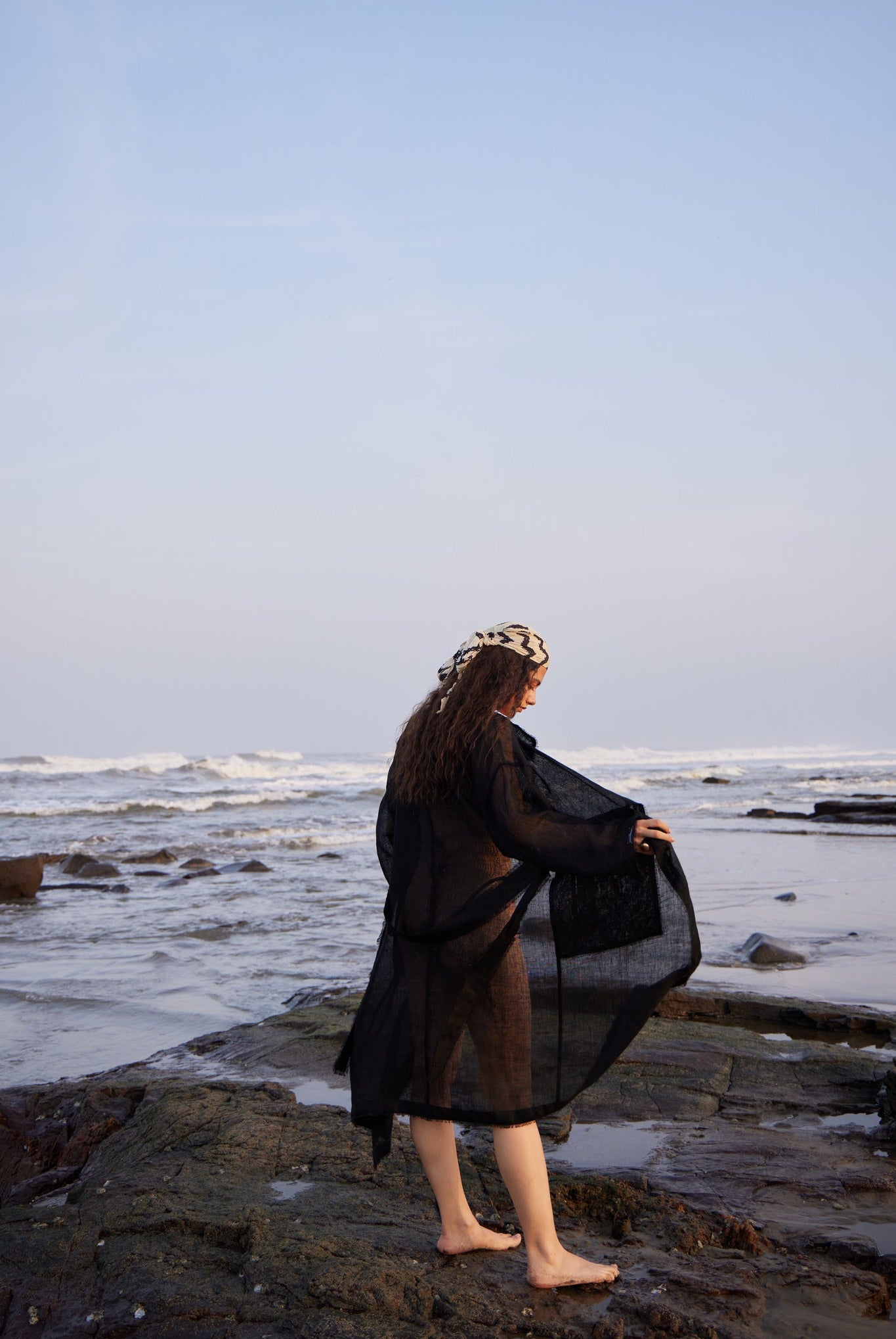 Black Linen Trench - CiceroniCapePriyanca Khanna
