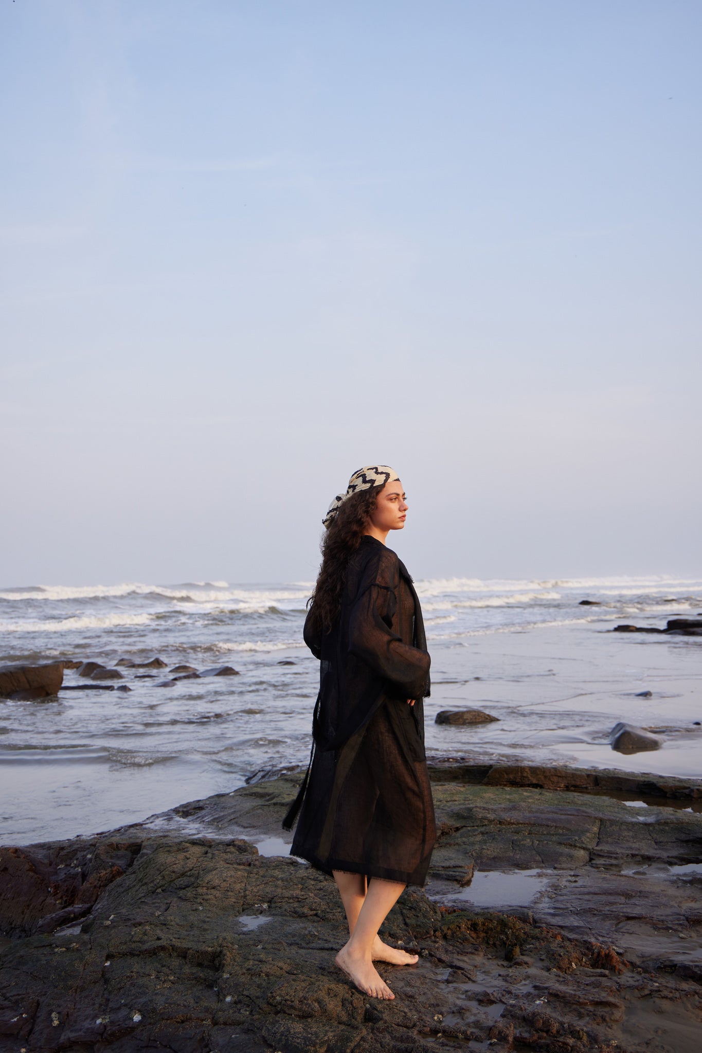 Black Linen Trench - CiceroniCapePriyanca Khanna