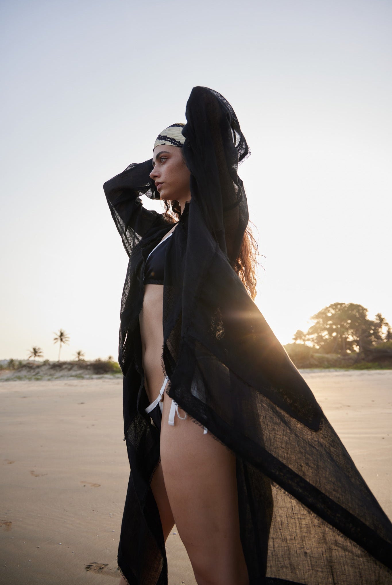 Black Linen Trench - CiceroniCapePriyanca Khanna