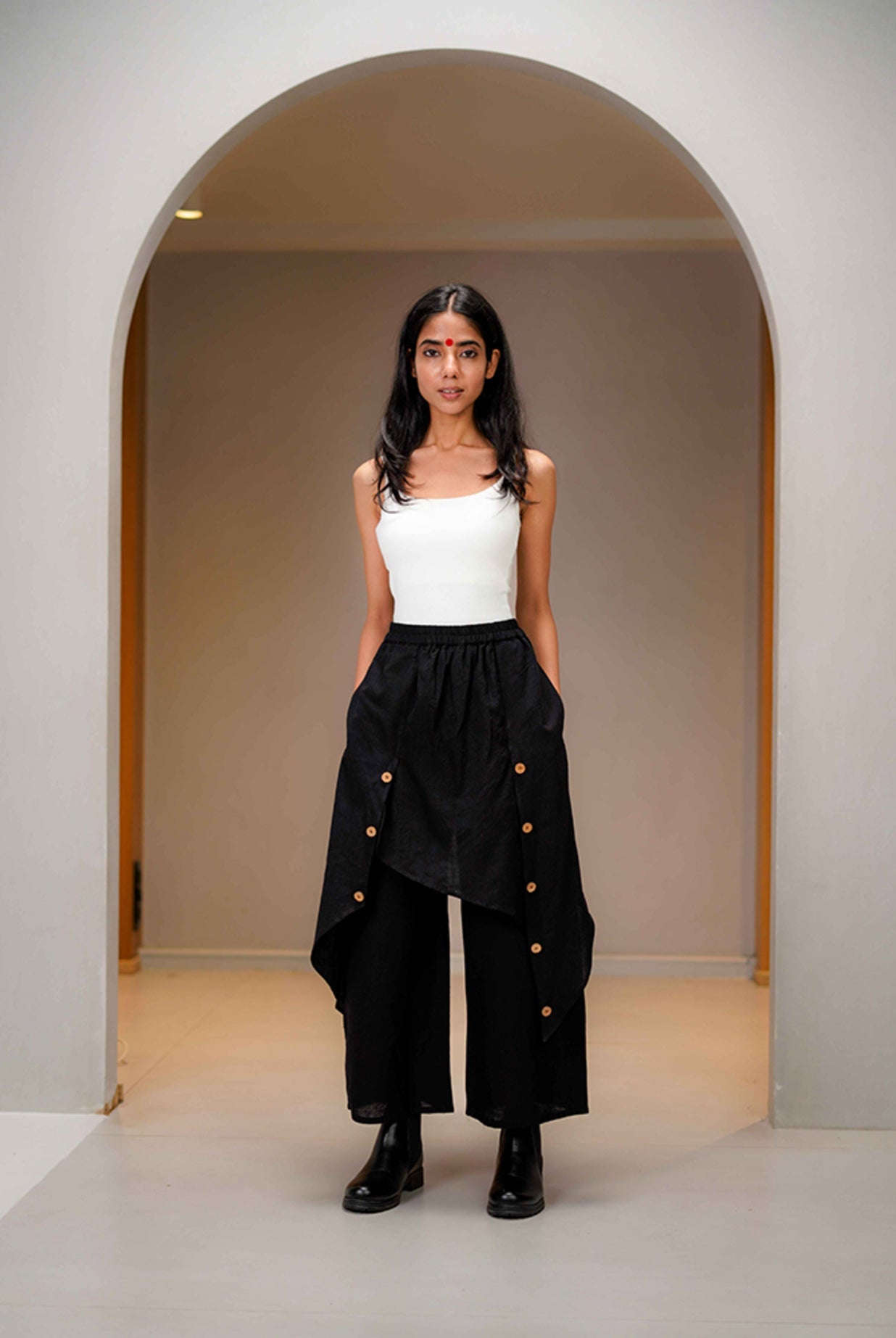 Black Mul Layered Wide - Leg Pants - CiceroniPantsPrathaa