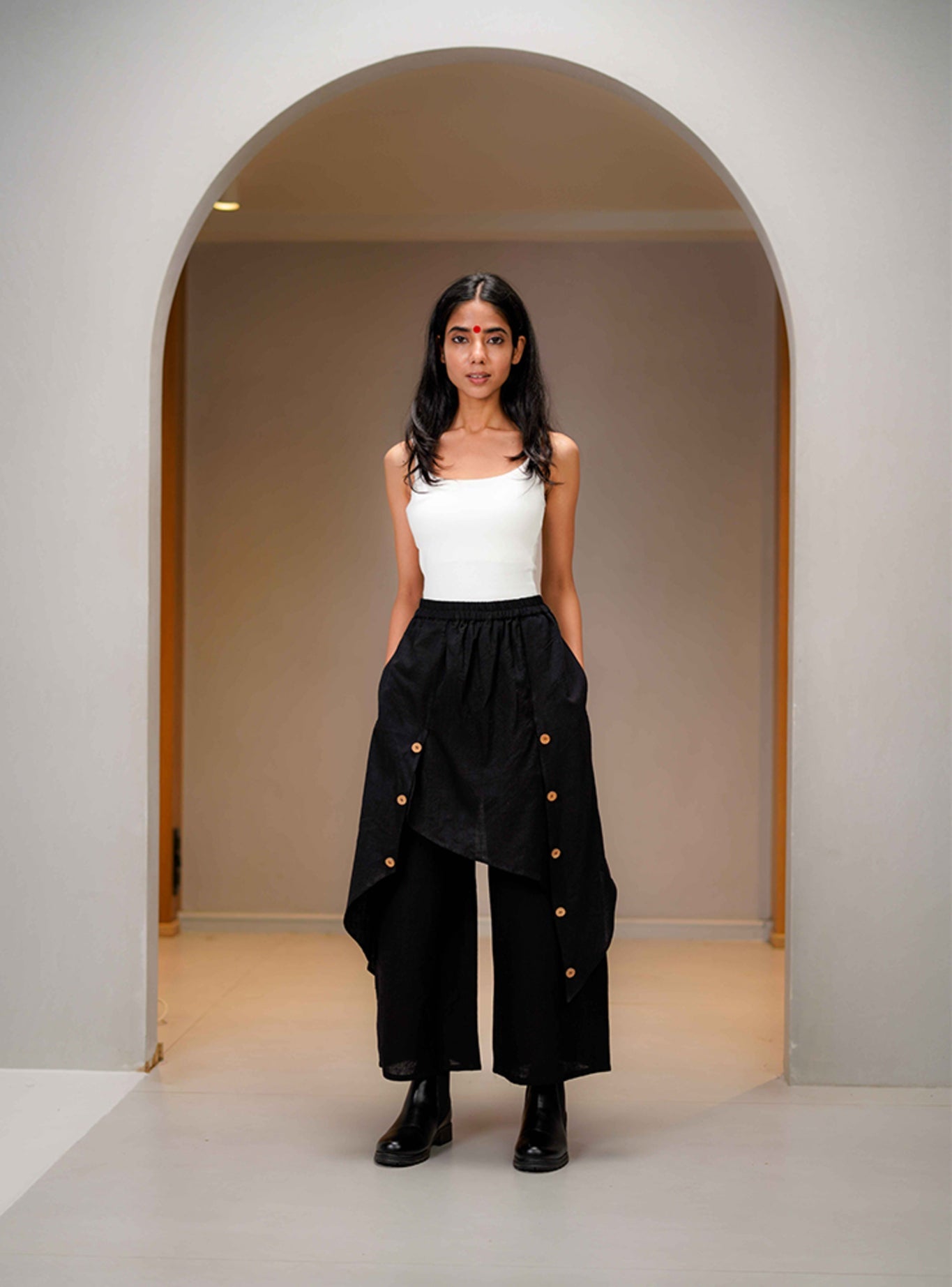 Black Mul Layered Wide - Leg Pants - CiceroniPantsPrathaa