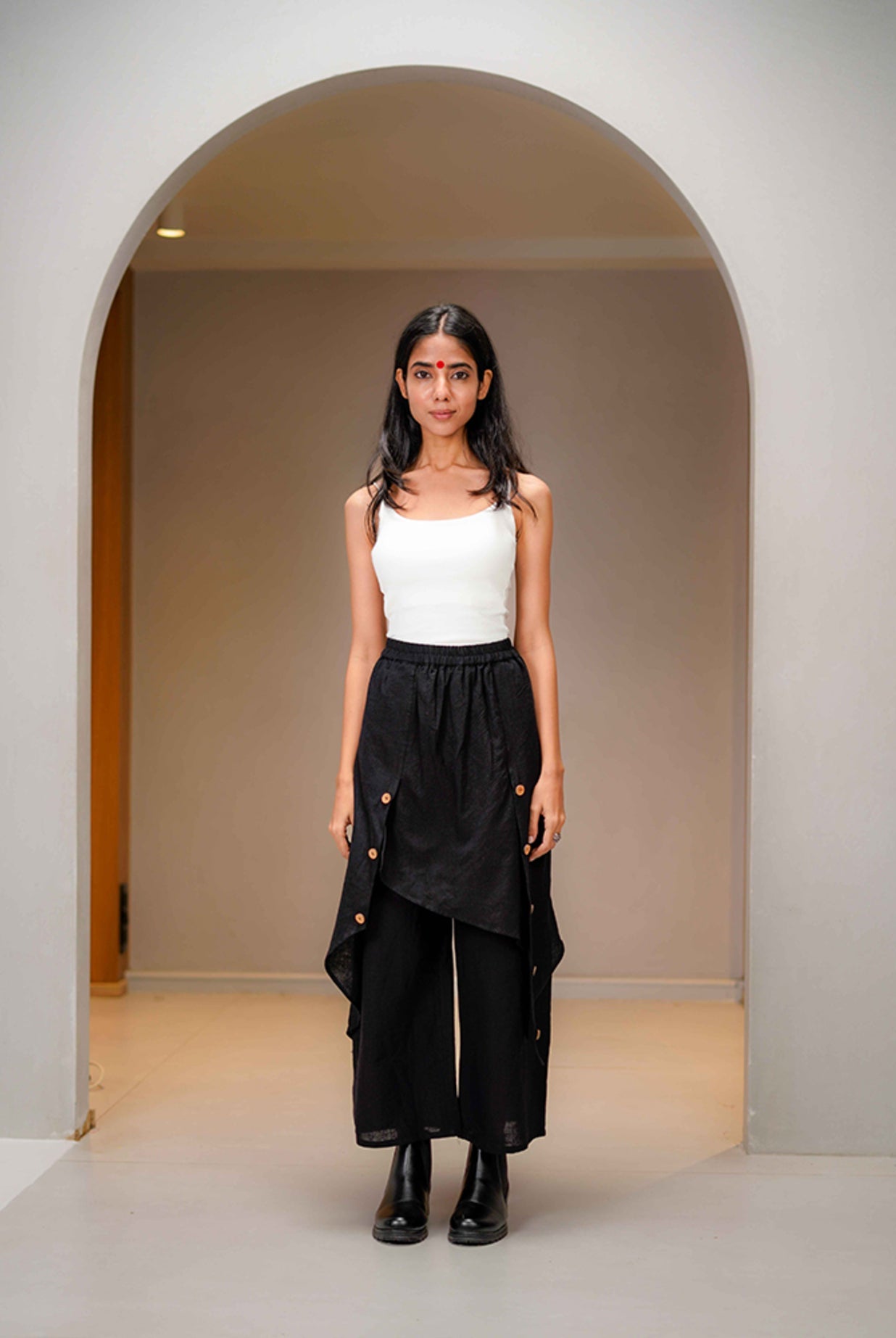 Black Mul Layered Wide - Leg Pants - CiceroniPantsPrathaa