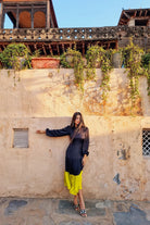 Black - Neon Gather Maxi Dress - CiceroniDressesNeora