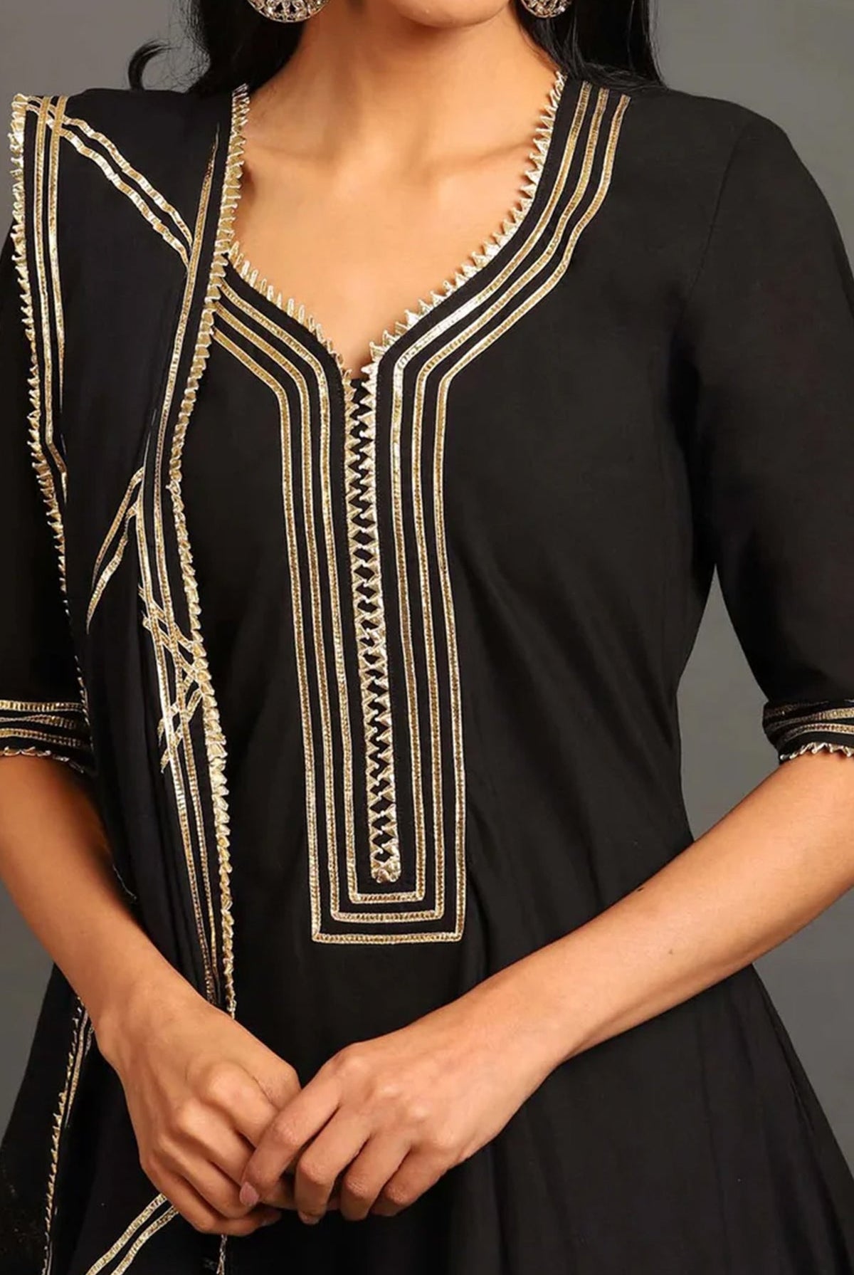 Black Saira Double Layered Dress - CiceroniDressesOmaana