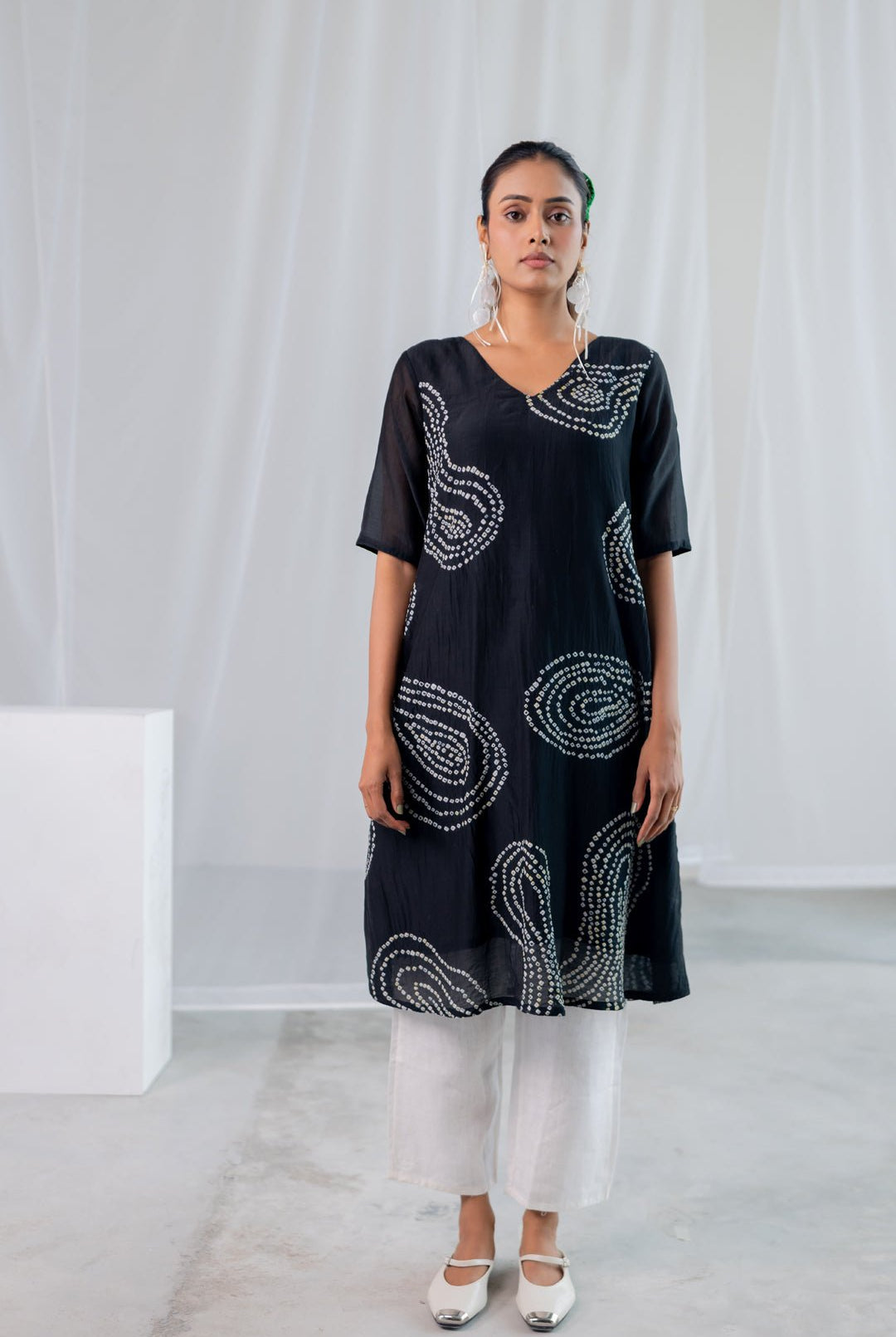 Black Sand Bandhani Kurta - CiceroniKurta Set, Everyday WearSilai Studio