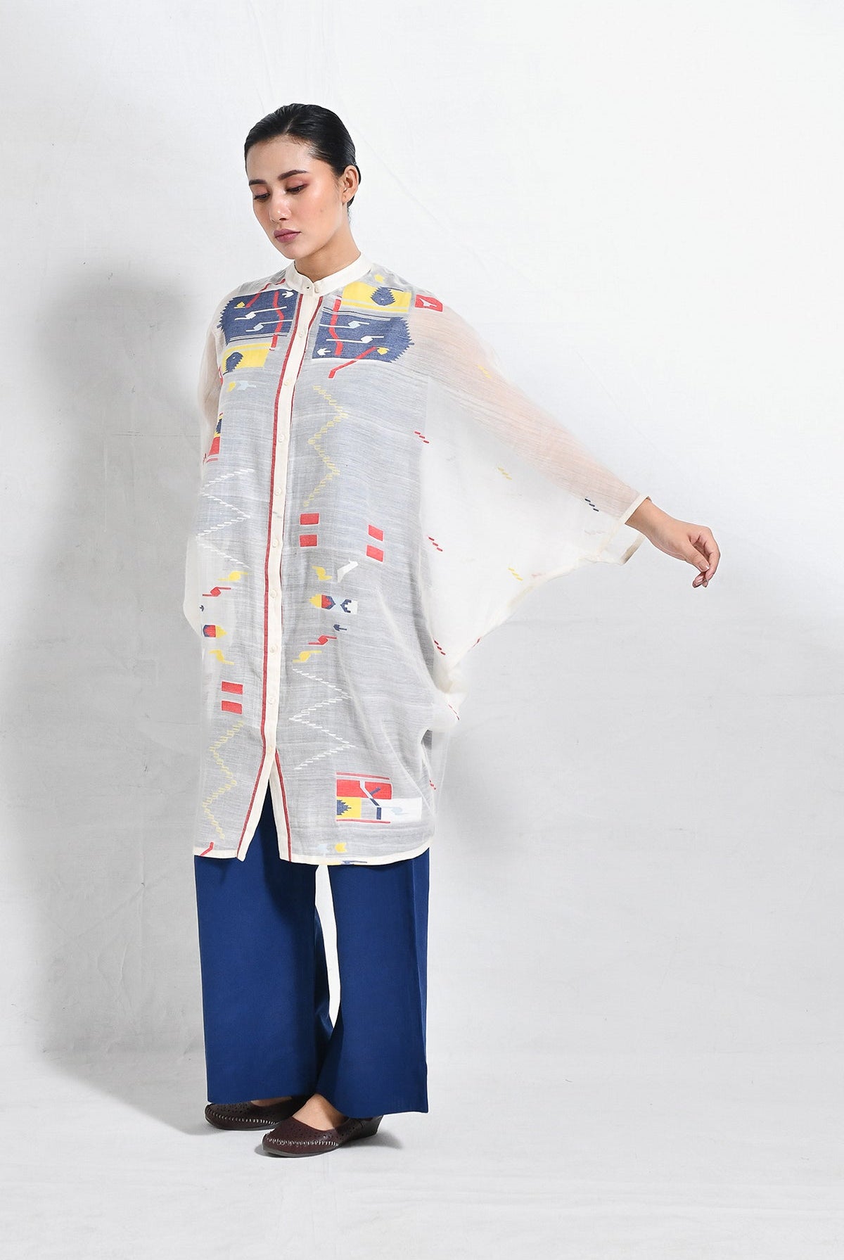 Block Jamdani Kaftan Set - CiceroniKurta Set, Everyday WearHiranya