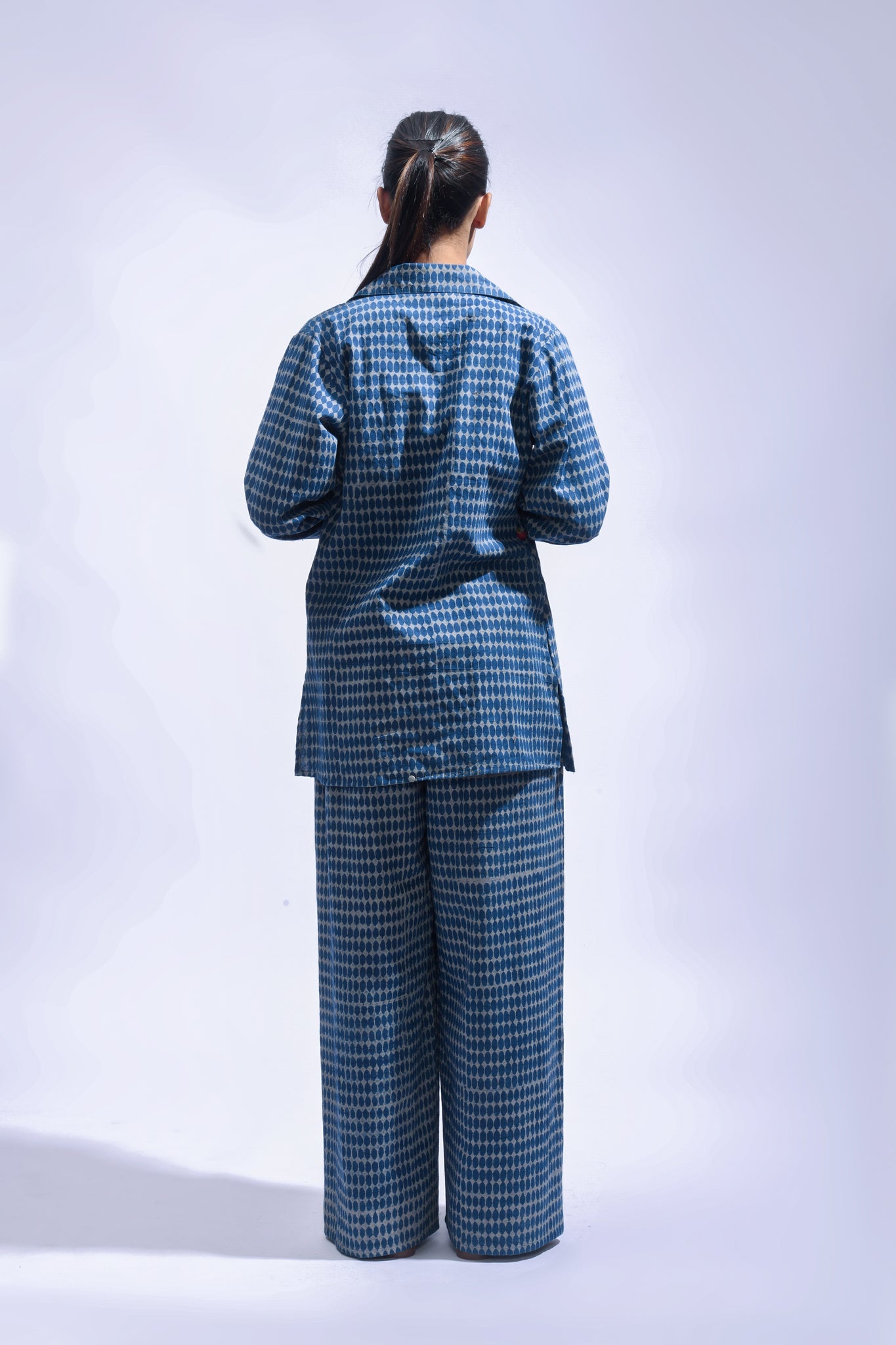 Block Printed Cotton Chambray Blazer Set - CiceroniCo - ord SetJayati Goenka