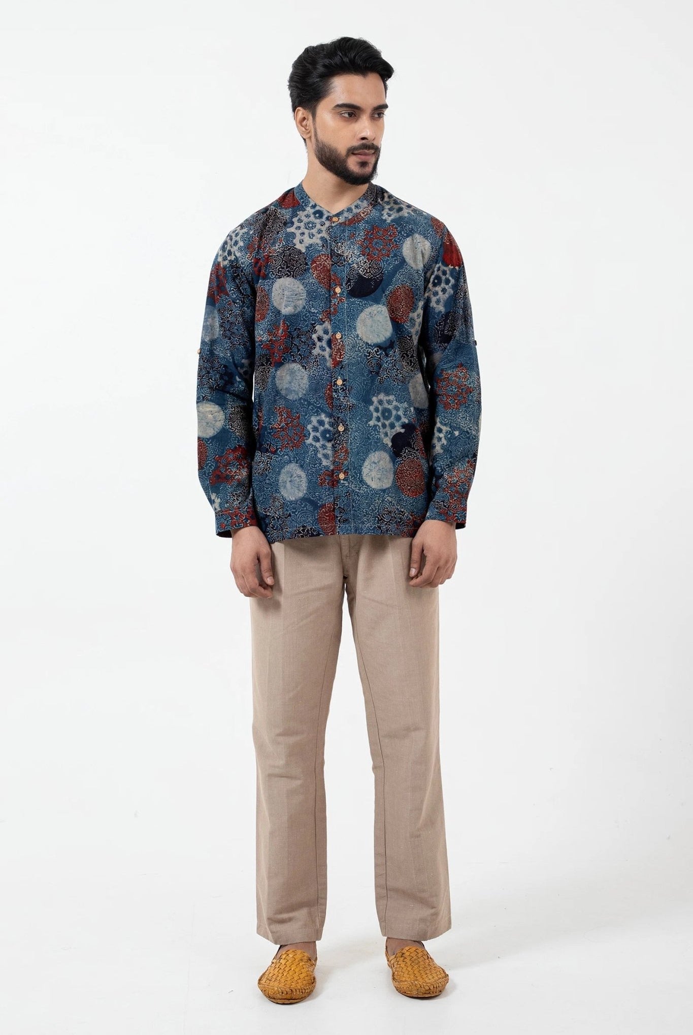Block Printed Indigo Reliable Shirt - CiceroniMen ShirtsInkriti