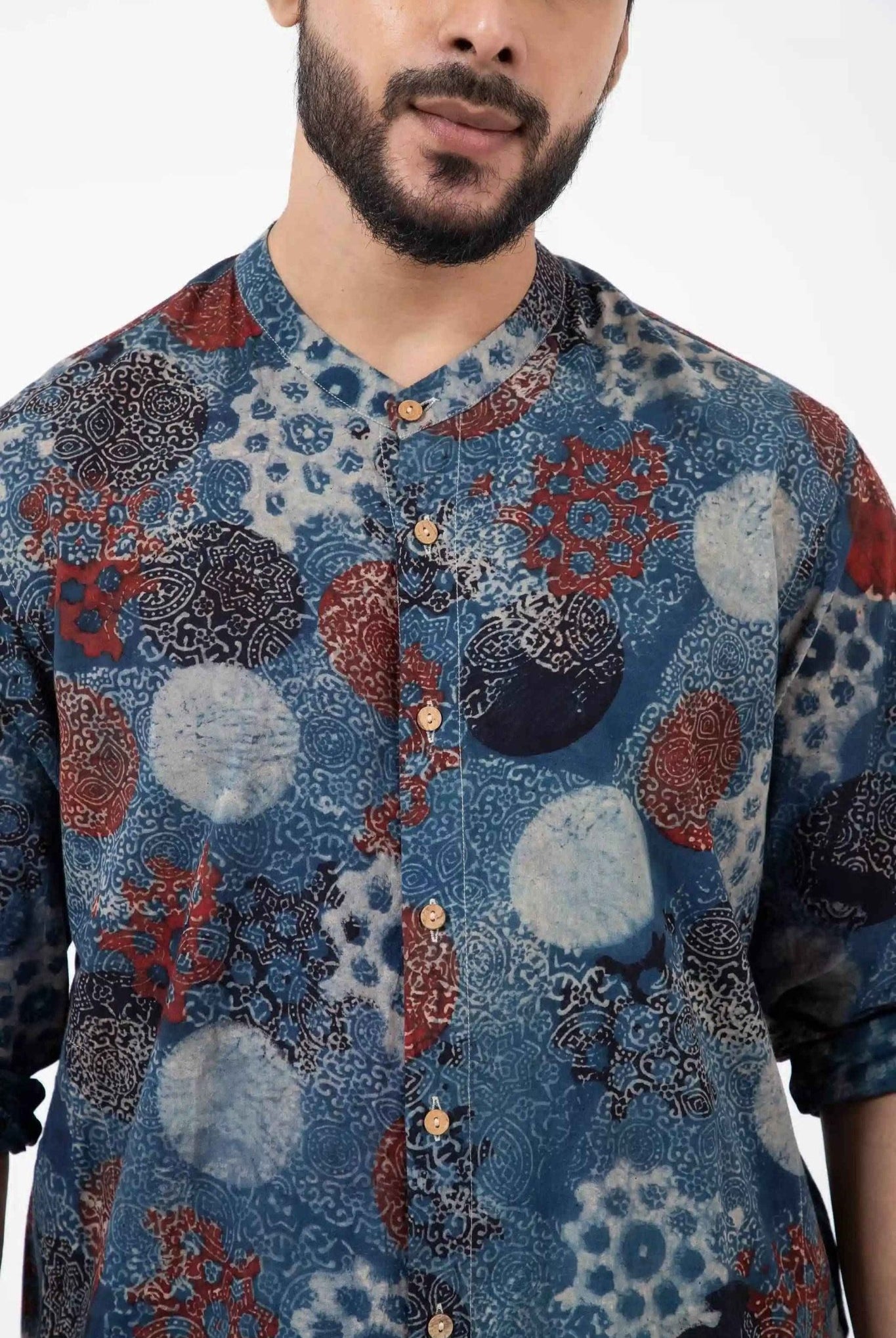 Block Printed Indigo Reliable Shirt - CiceroniMen ShirtsInkriti