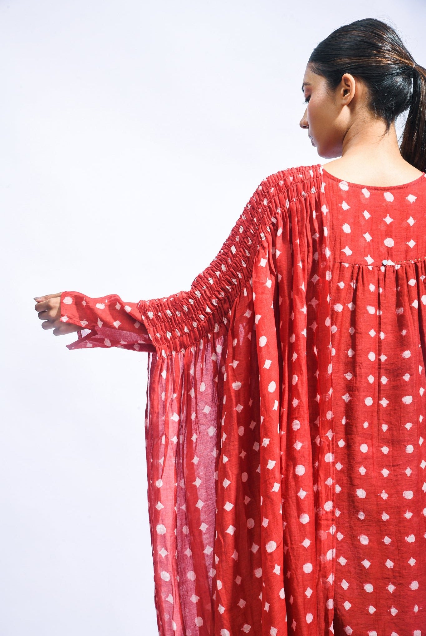 Block Printed Silk Kurta Set with Smocked Dupatta - CiceroniKurta Set, Everyday WearJayati Goenka