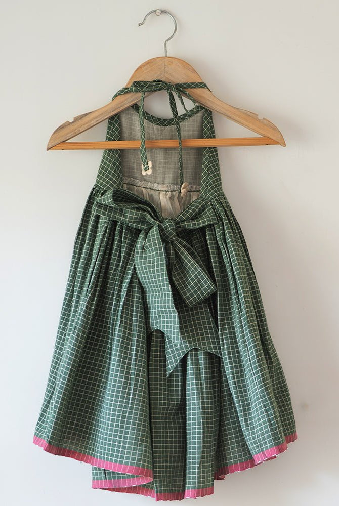Bloom Handmade Green Checkered Halter Neck Girls Dress - CiceroniDressesLove The World Today