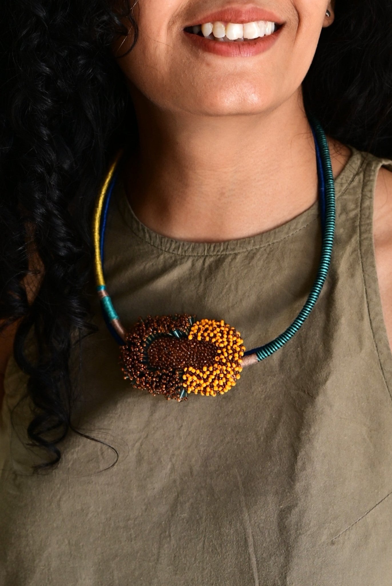 Bloom Sculpture Neckpiece - Orange - CiceroniNeckpieceBandish