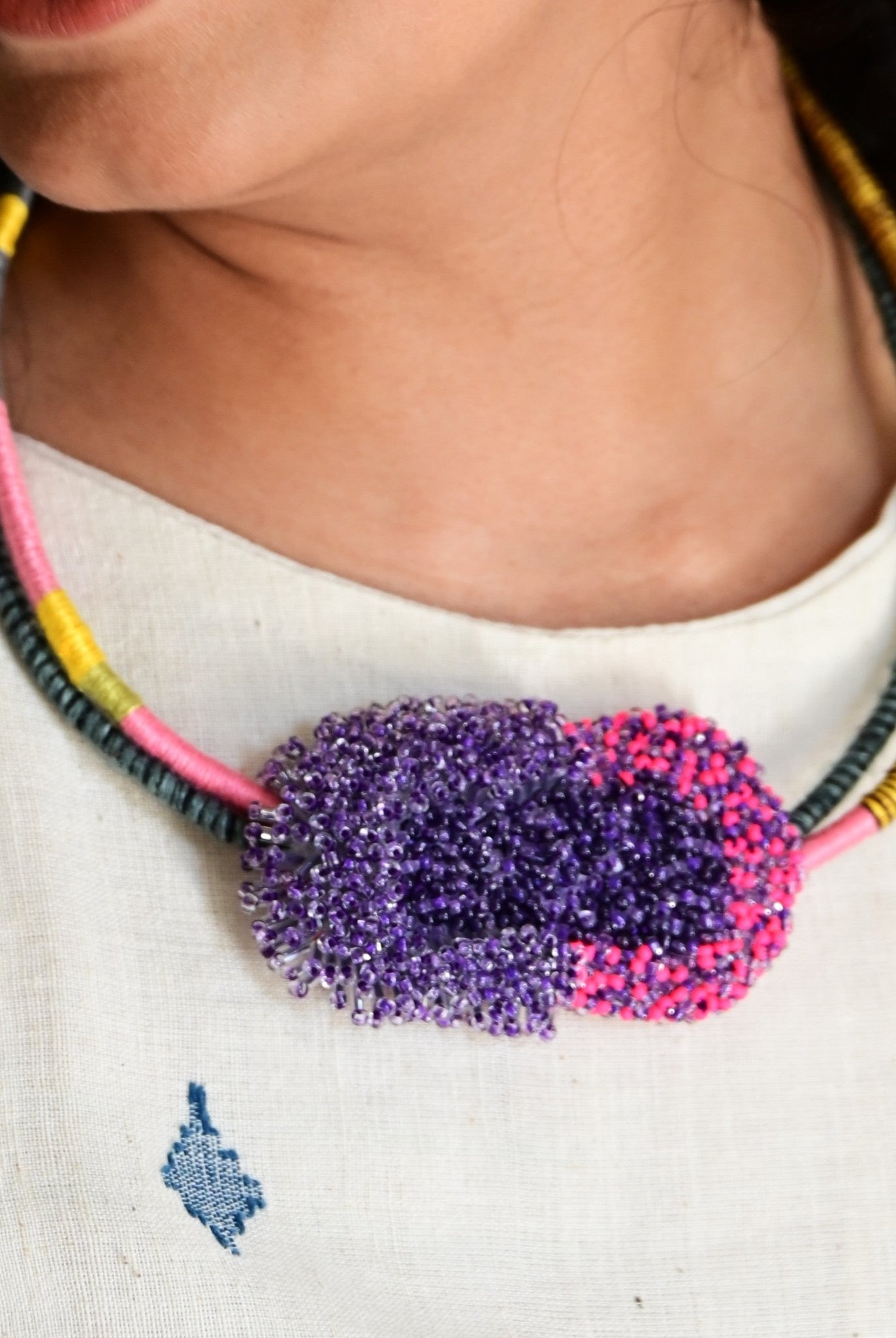 Bloom Sculpture Neckpiece - Pink - CiceroniNeckpieceBandish