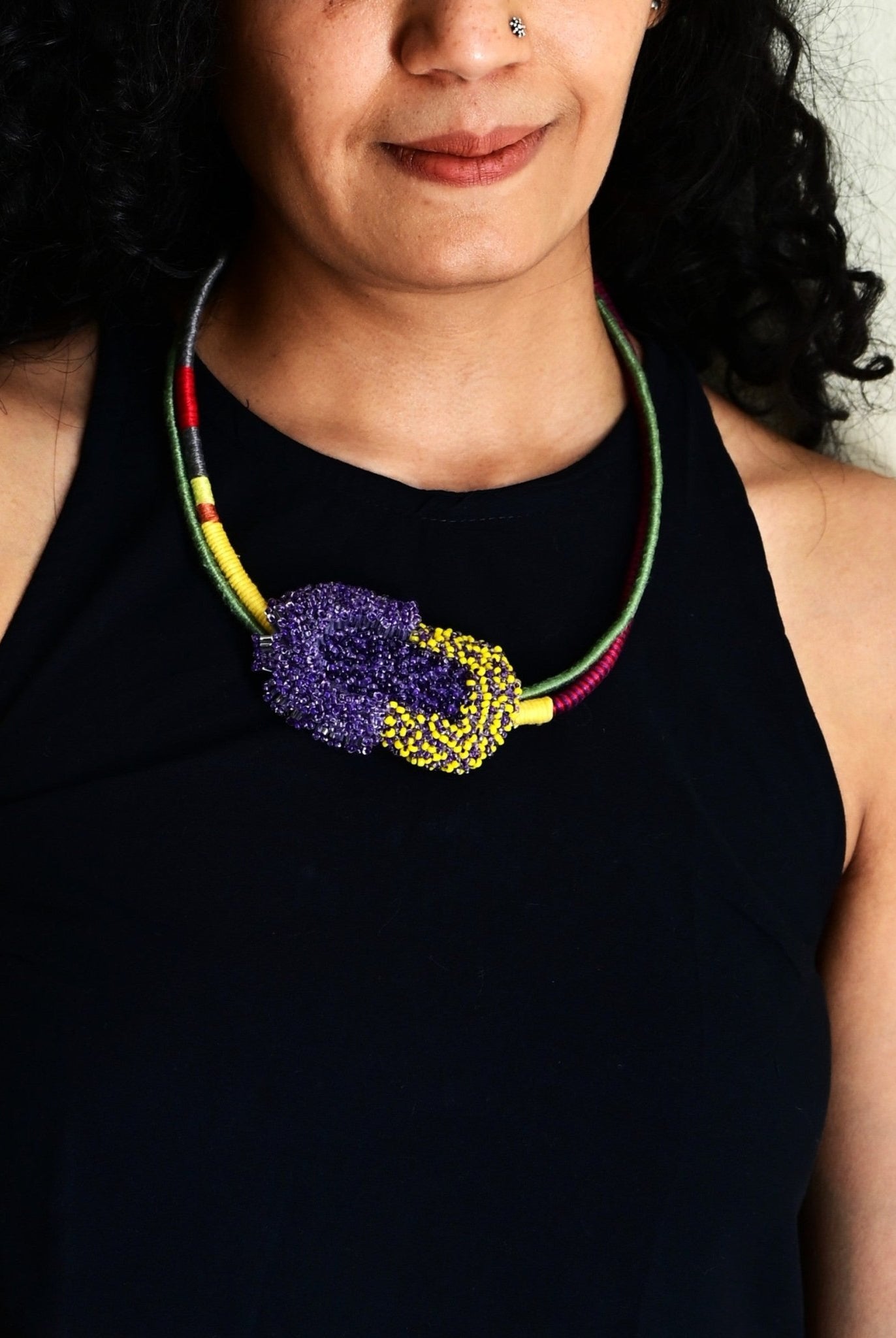 Bloom Sculpture Neckpiece - Purple - CiceroniNeckpieceBandish