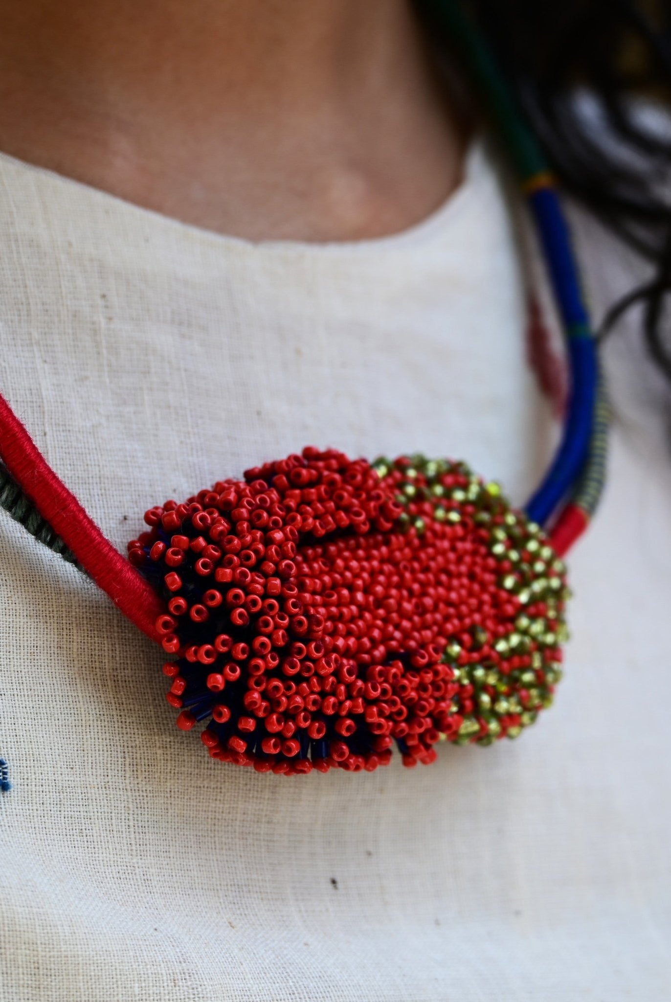 Bloom Sculpture Neckpiece - Red - CiceroniNeckpieceBandish