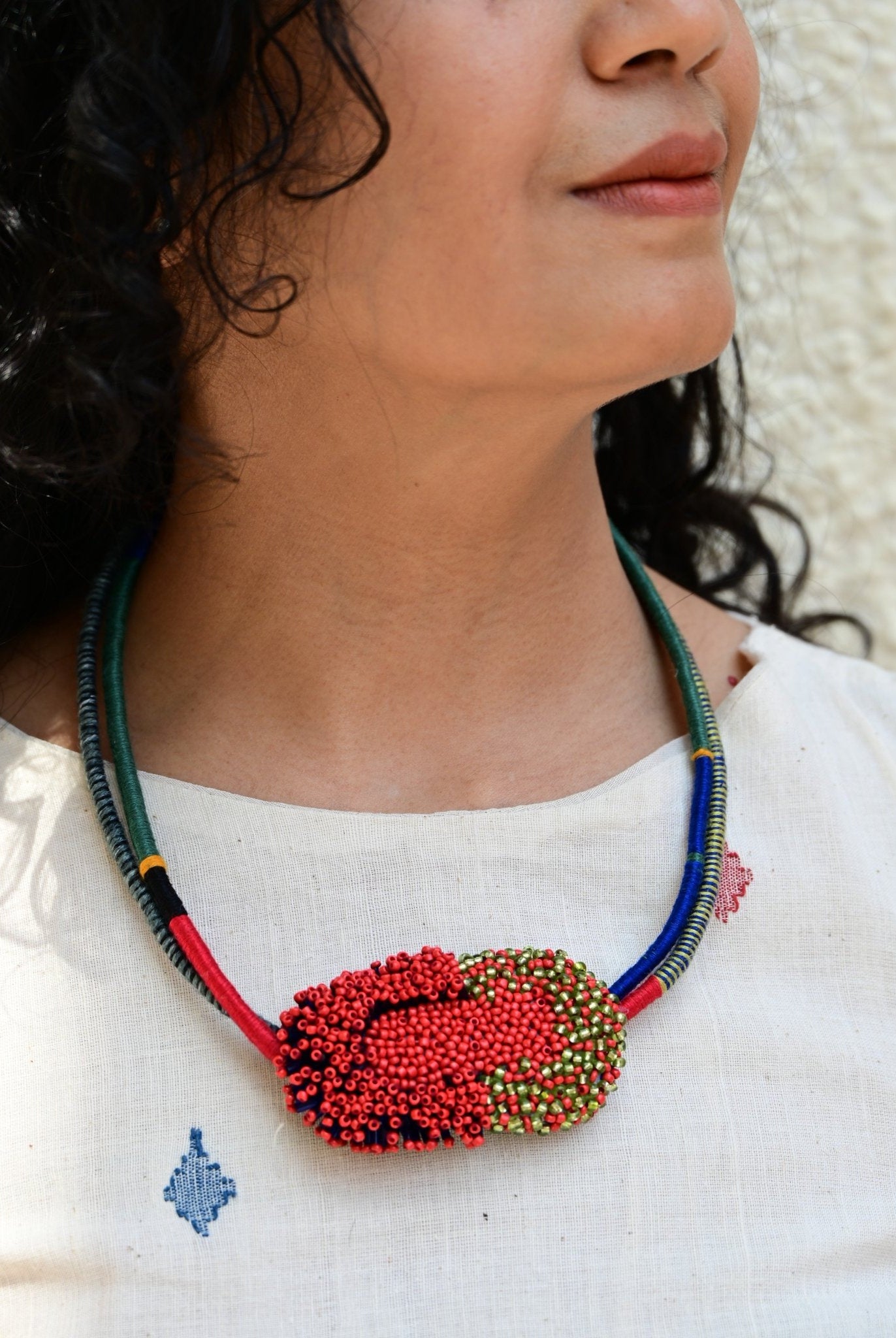 Bloom Sculpture Neckpiece - Red - CiceroniNeckpieceBandish