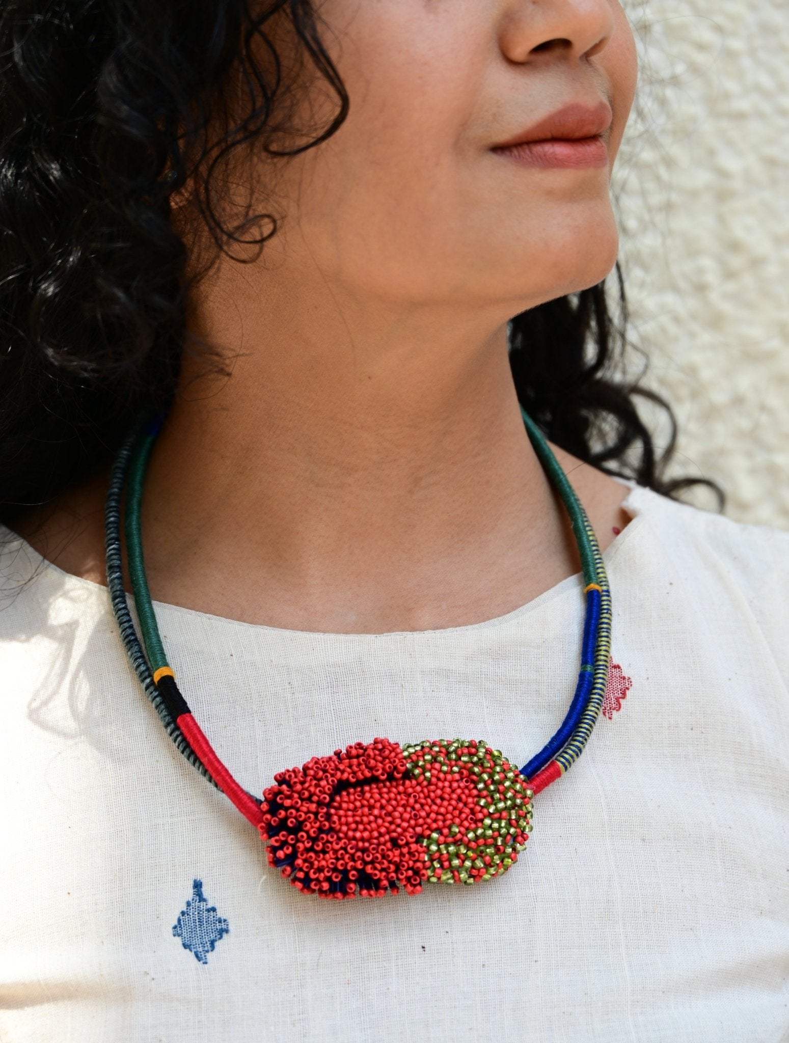 Bloom Sculpture Neckpiece - Red - CiceroniNeckpieceBandish