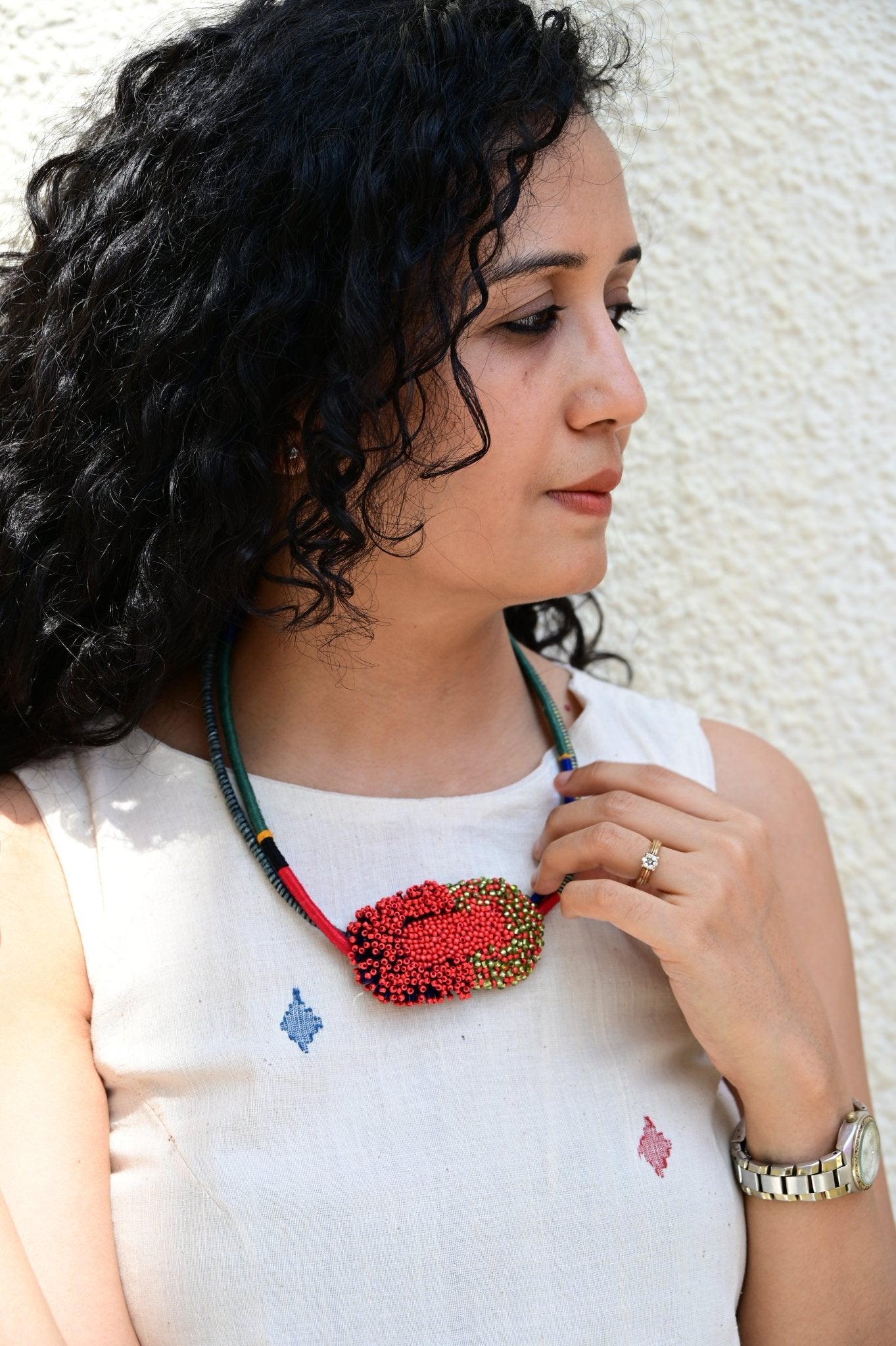 Bloom Sculpture Neckpiece - Red - CiceroniNeckpieceBandish