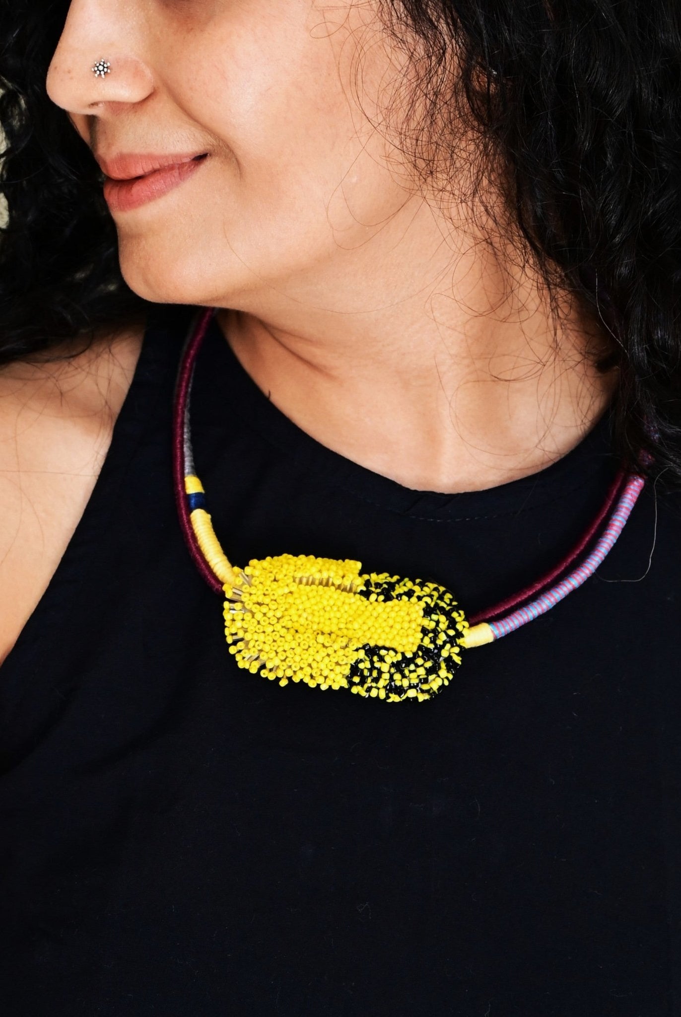 Bloom Sculpture Neckpiece - Yellow - CiceroniNeckpieceBandish