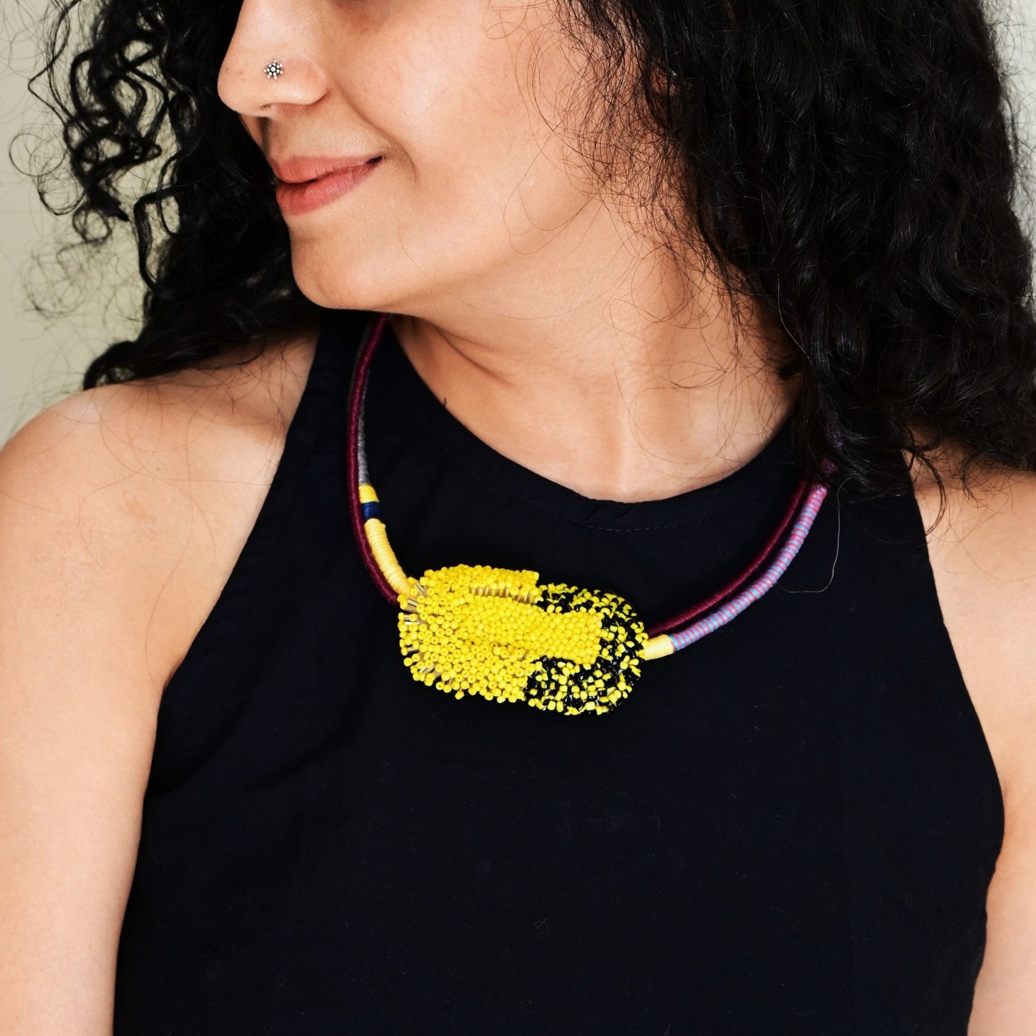 Bloom Sculpture Neckpiece - Yellow - CiceroniNeckpieceBandish