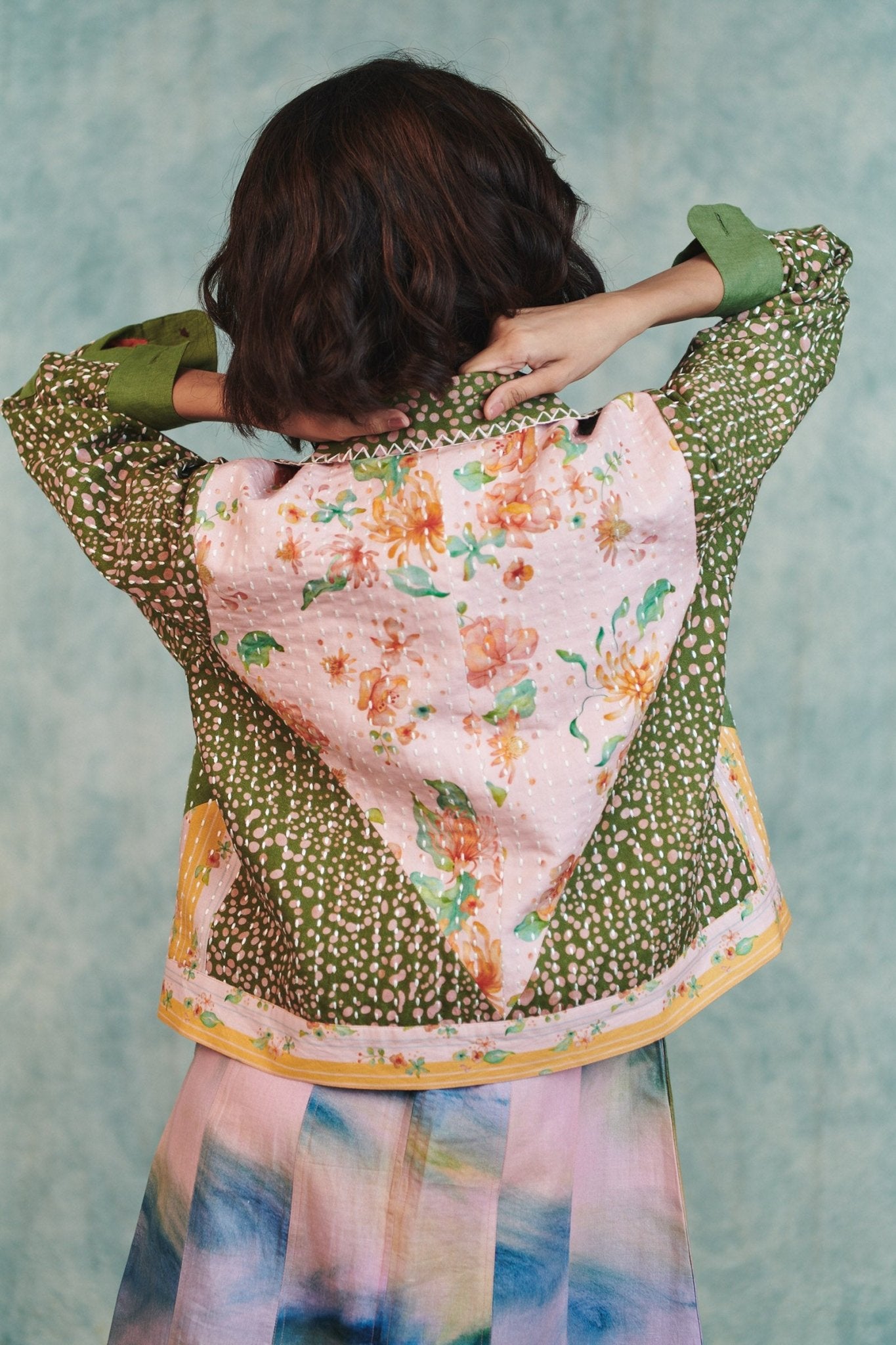 Blot Co - linen Kantha Bolero Jacket - CiceroniJacketsSaphed