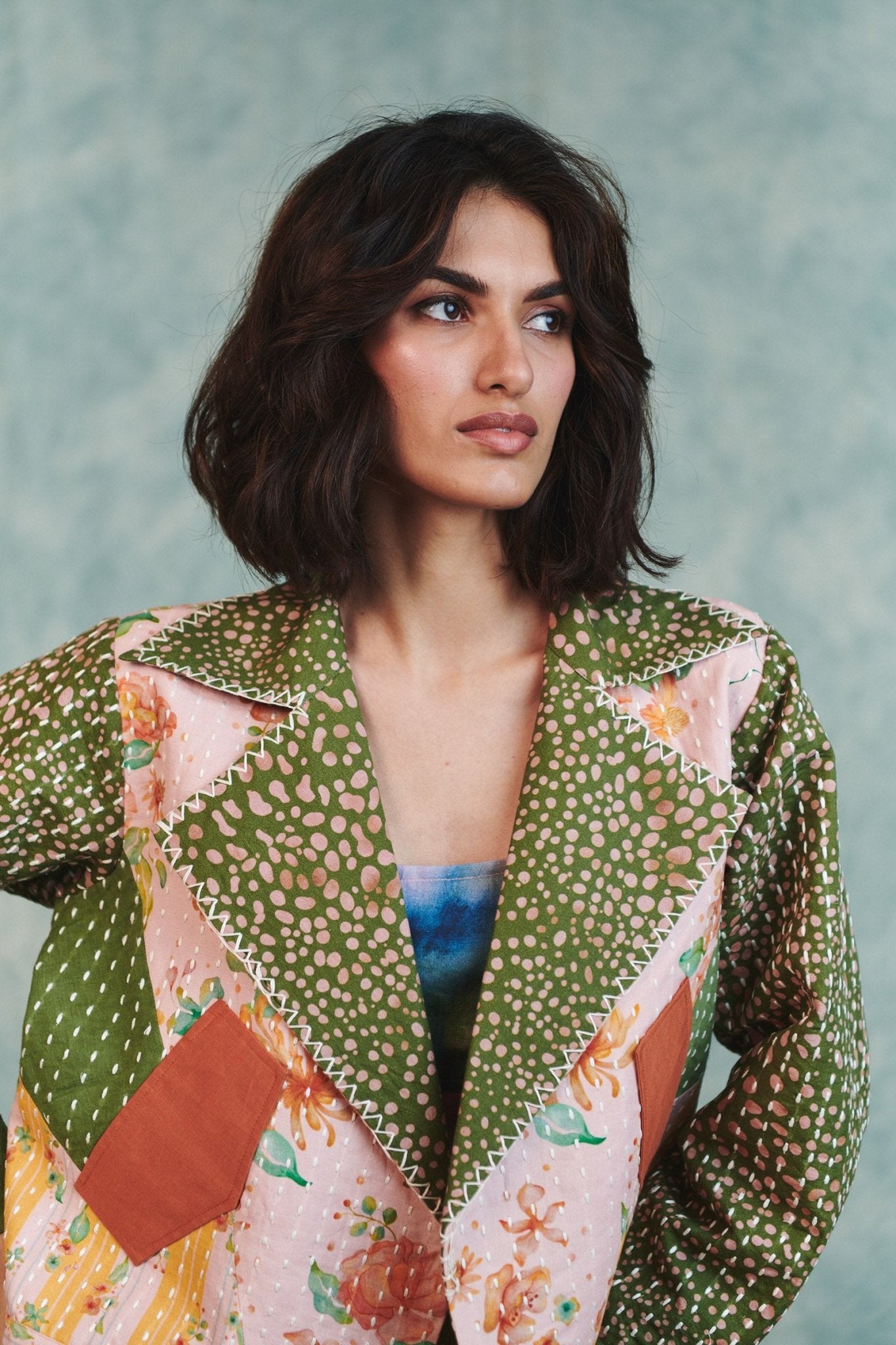 Blot Co - linen Kantha Bolero Jacket - CiceroniJacketsSaphed