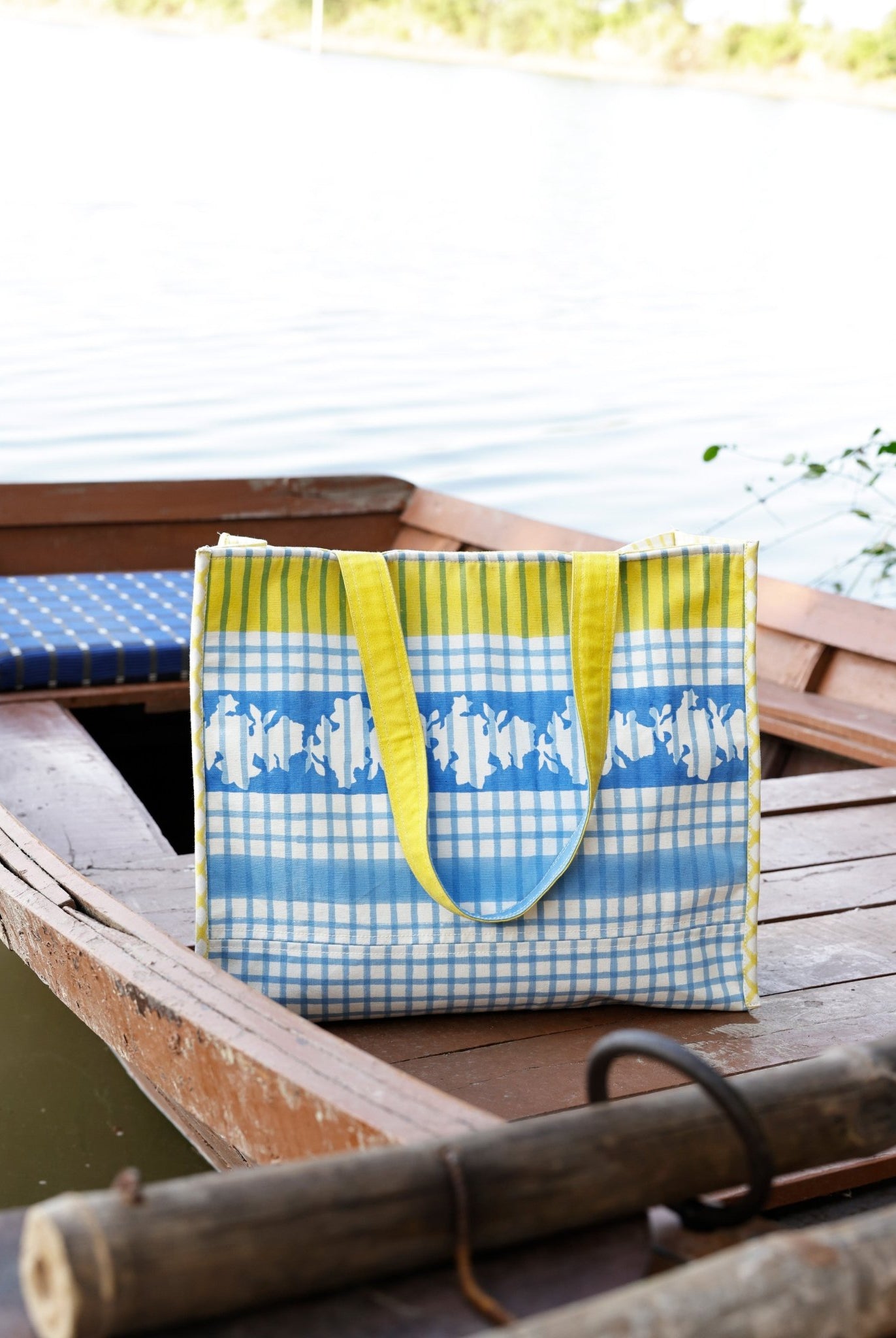Blue Checks Tote Bag - CiceroniTote BagThe Raw India