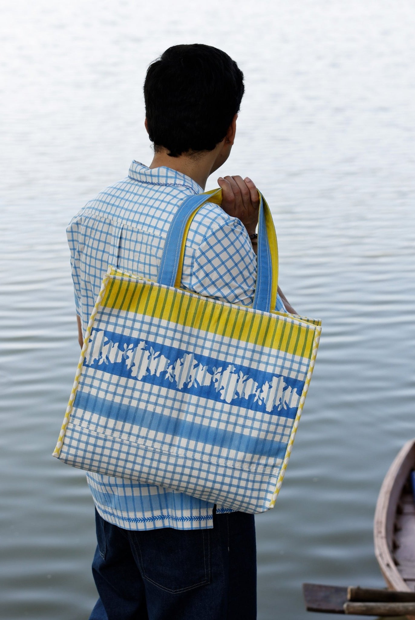 Blue Checks Tote Bag - CiceroniTote BagThe Raw India