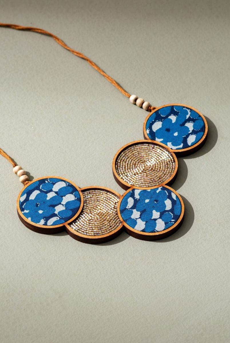Blue Connected Circle Necklace - CiceroniNecklaceWhe by Abira