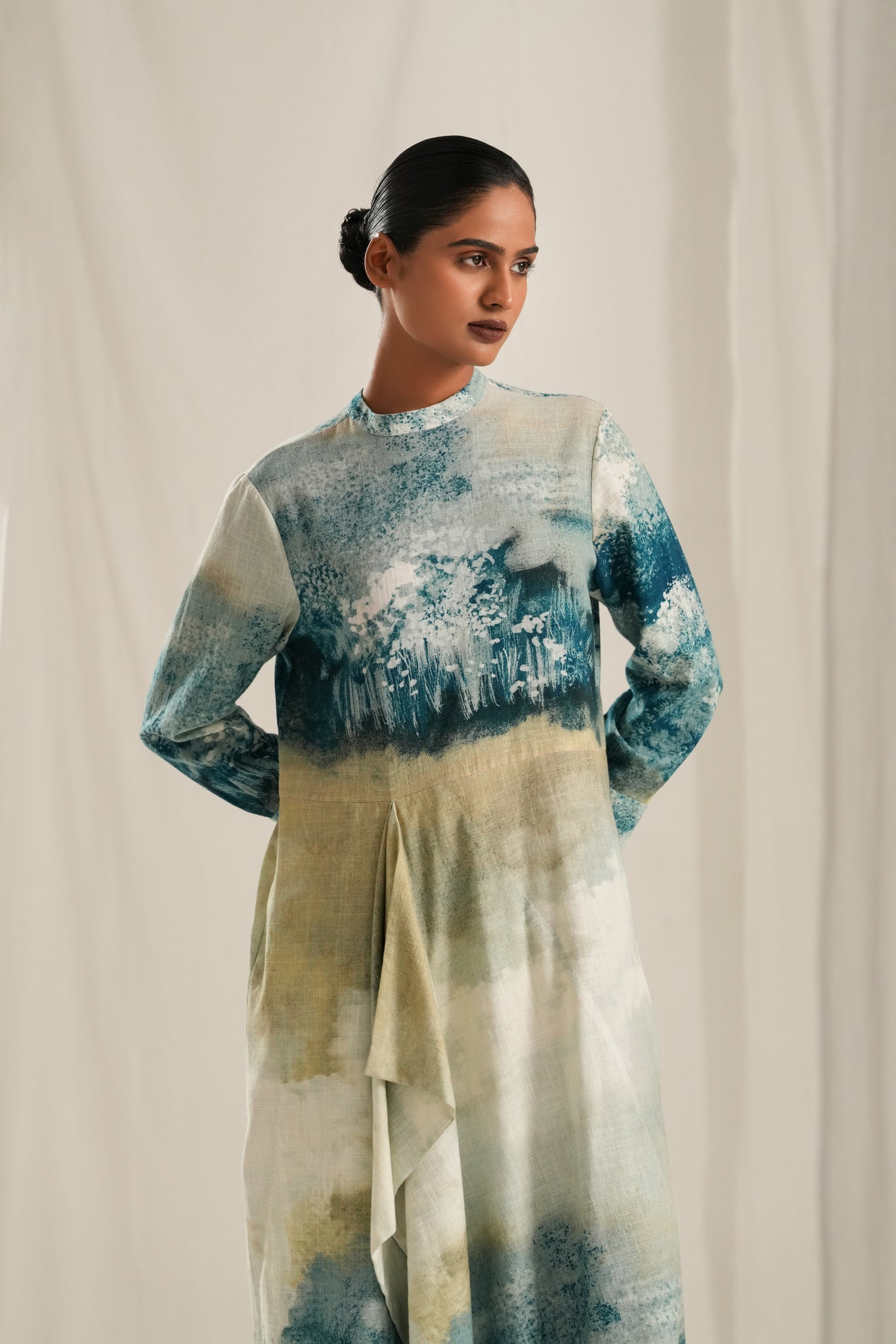 Blue Monet Drape Dress - CiceroniDressesTil